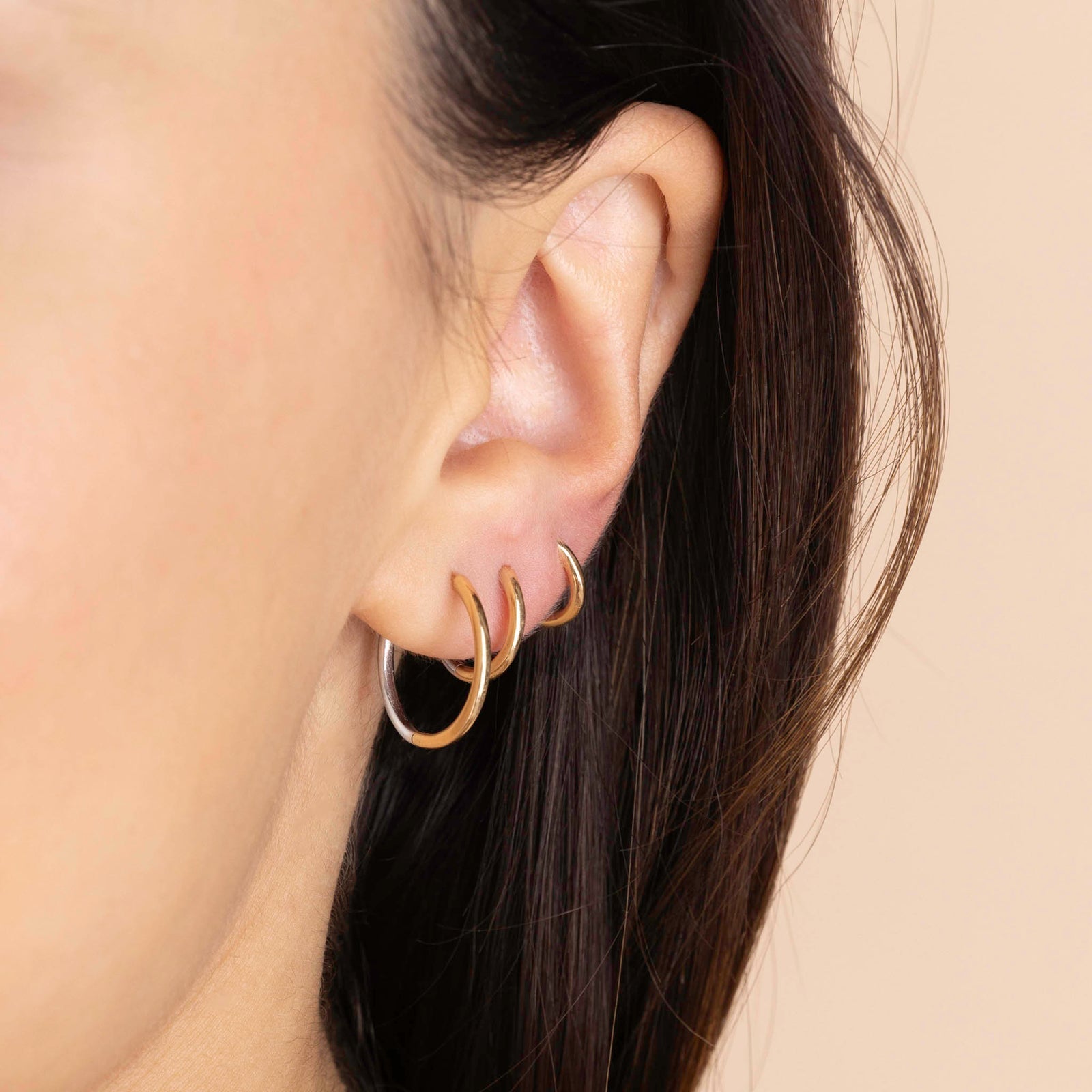 10.5mm Two Tone Huggie Hoop - Single-Zoë Chicco