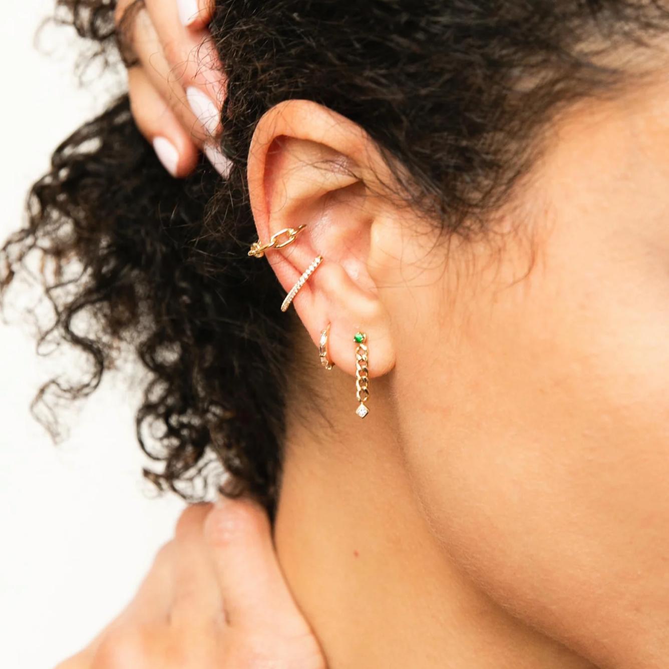 12mm Diamond Baguette Huggie Hoops-Zoë Chicco