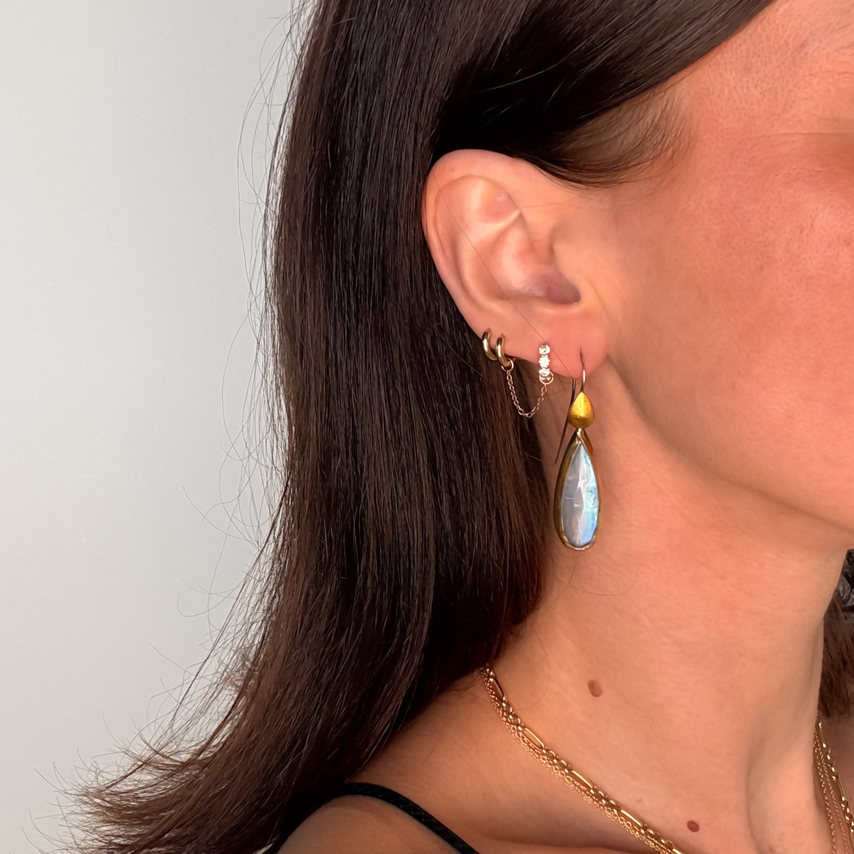 Moonstone Double Teardrop Earrings