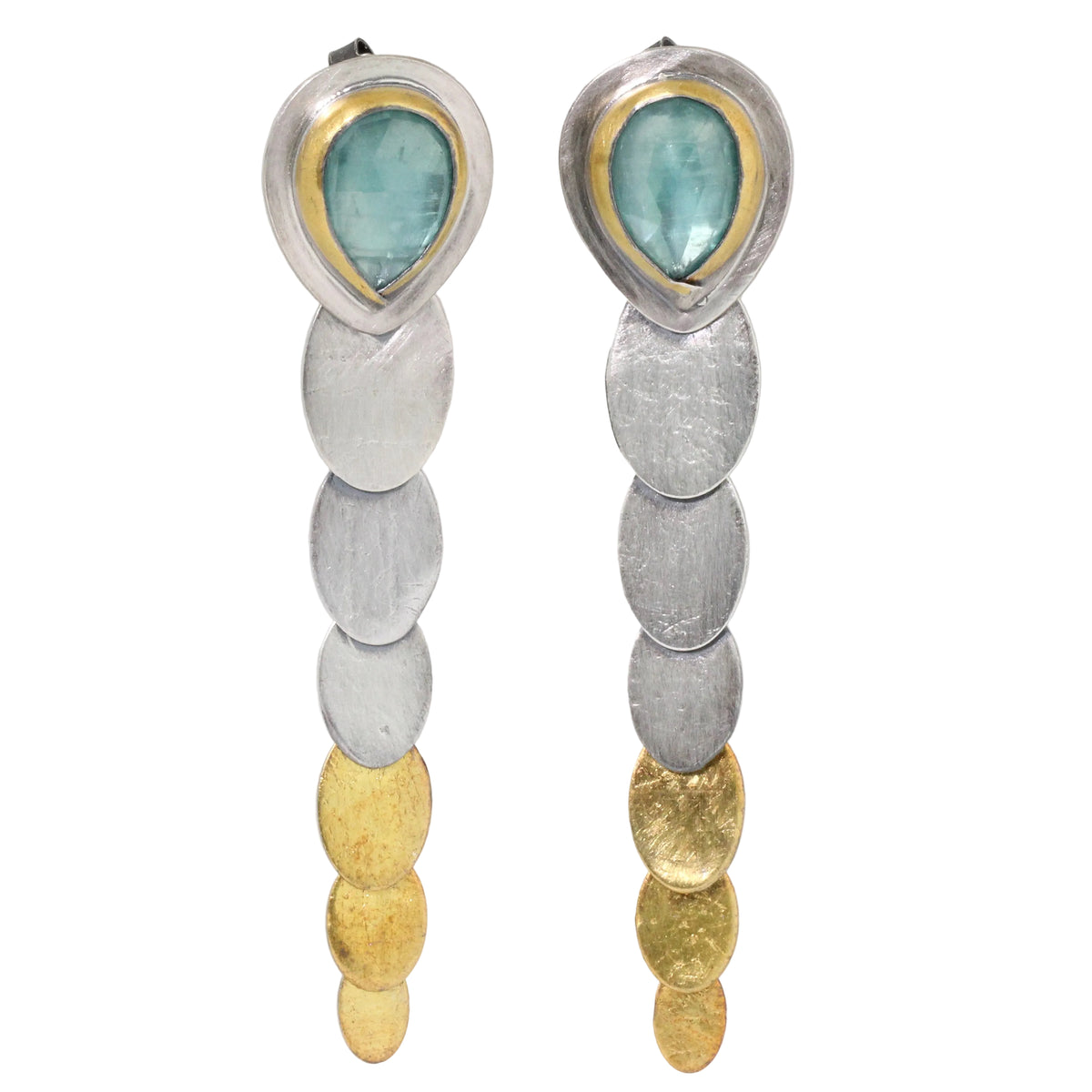 Sky Blue Kyanite Oval Pivot Earrings