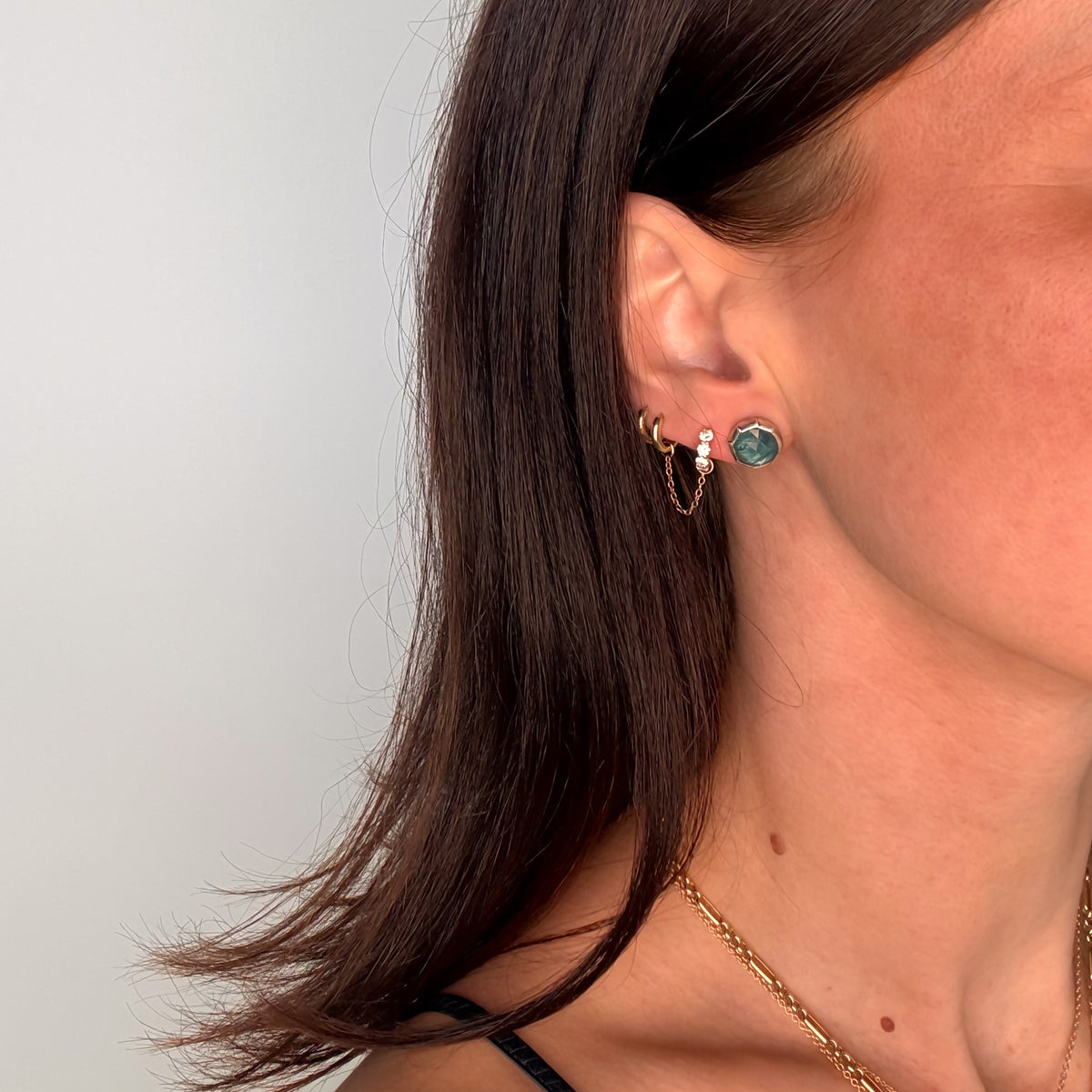 Blue Kyanite Fold Post Earrings