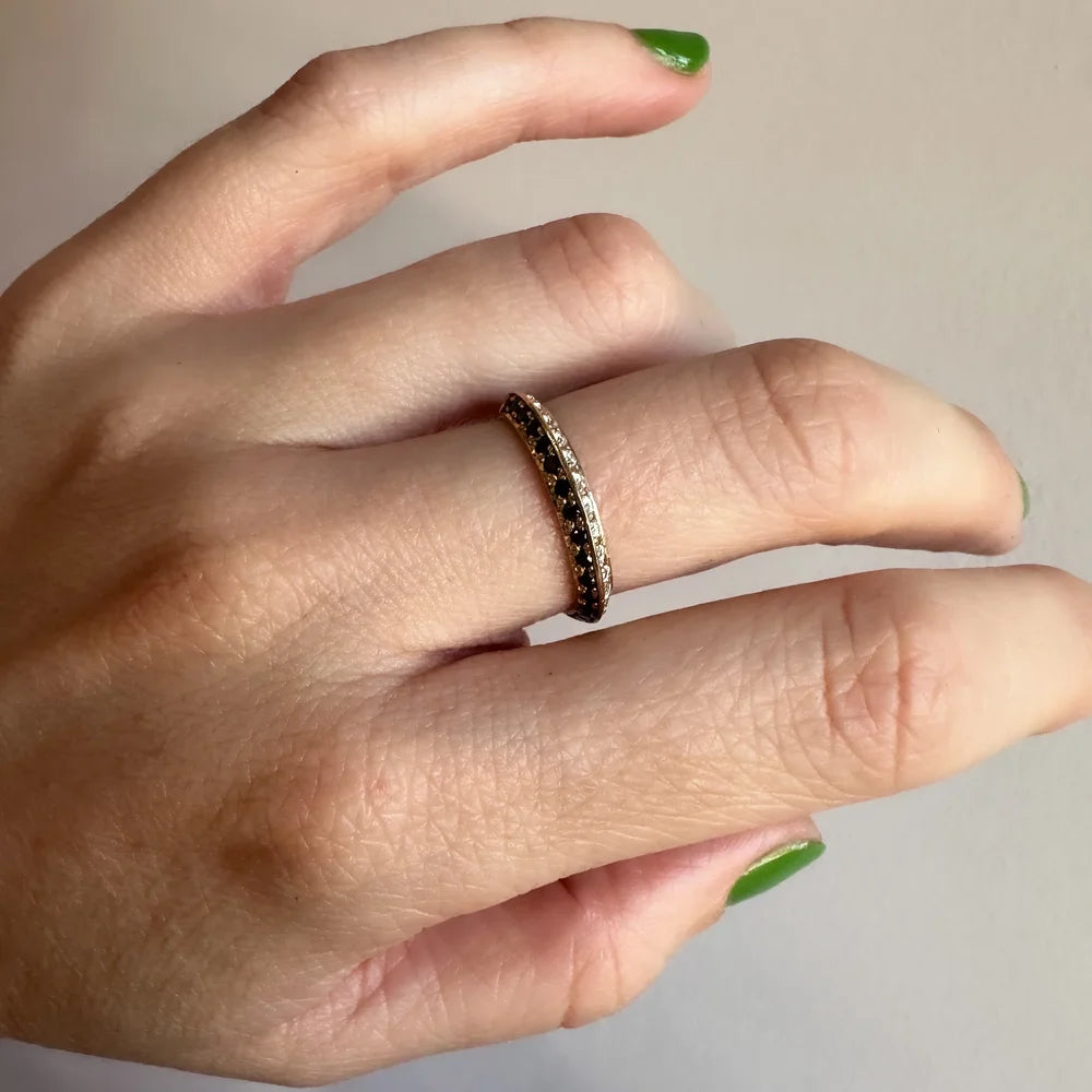 White & Black Diamond Dichotomy Ring