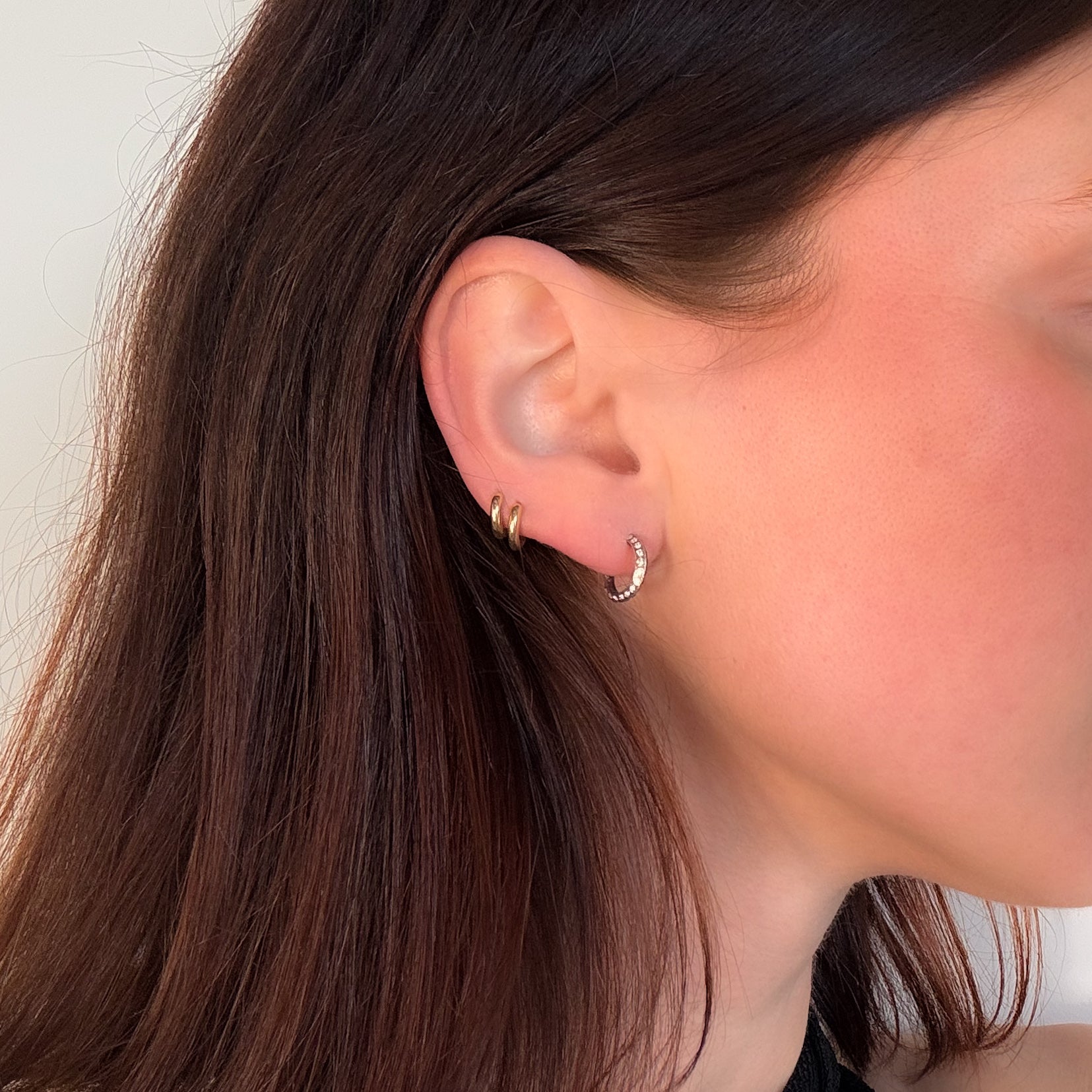 Borde Double Diamond Hoop Earrings