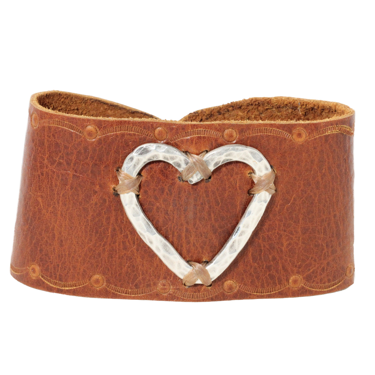 Open Heart Leather Button Bracelet