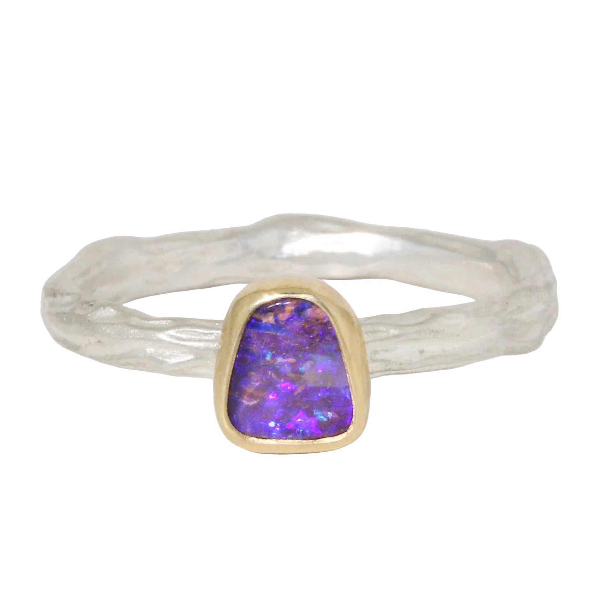 Shipwreck Purple Boulder Opal Ring