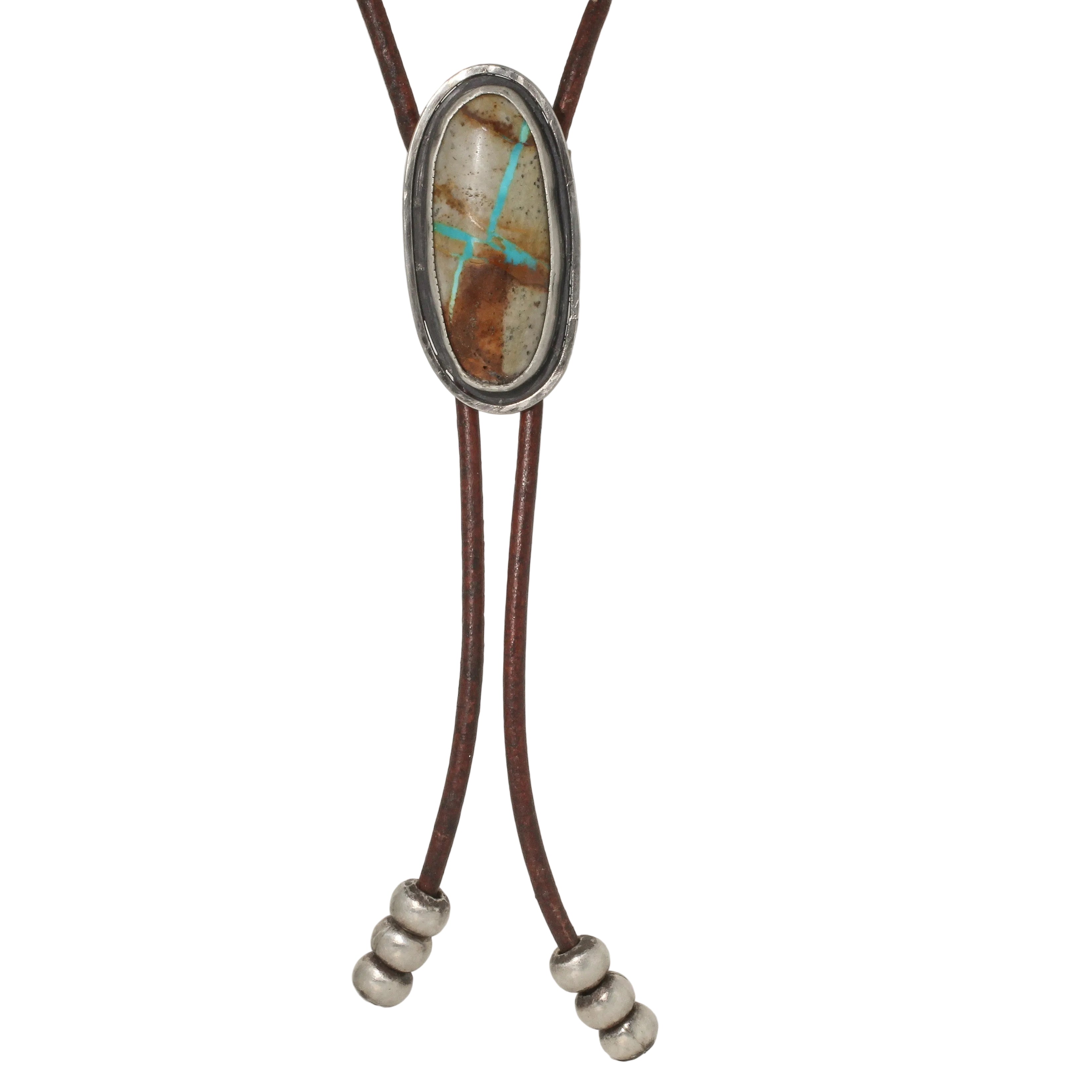 Royston Turquoise Leather Bolo Necklace