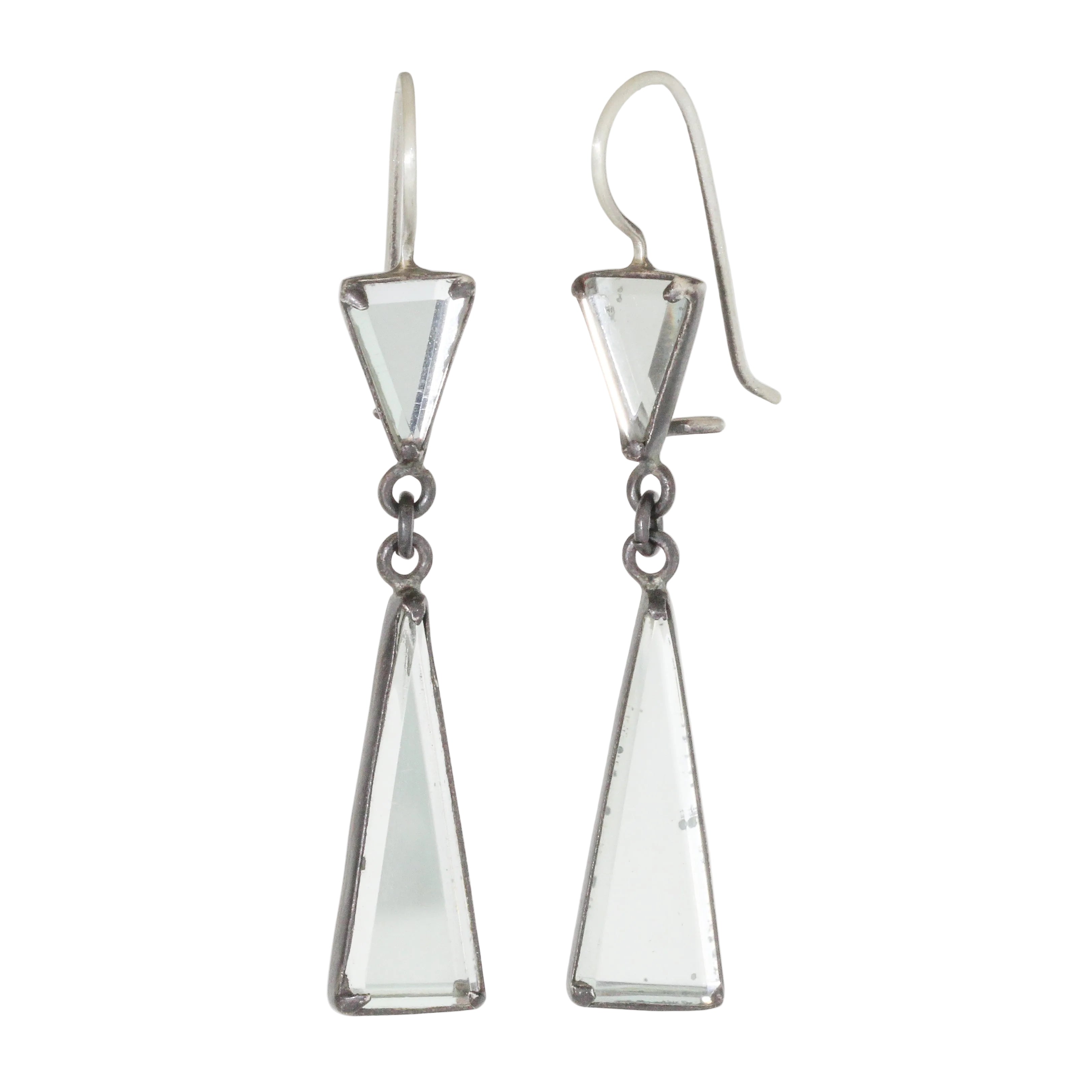 Faceted Triangular Mirror Earrings