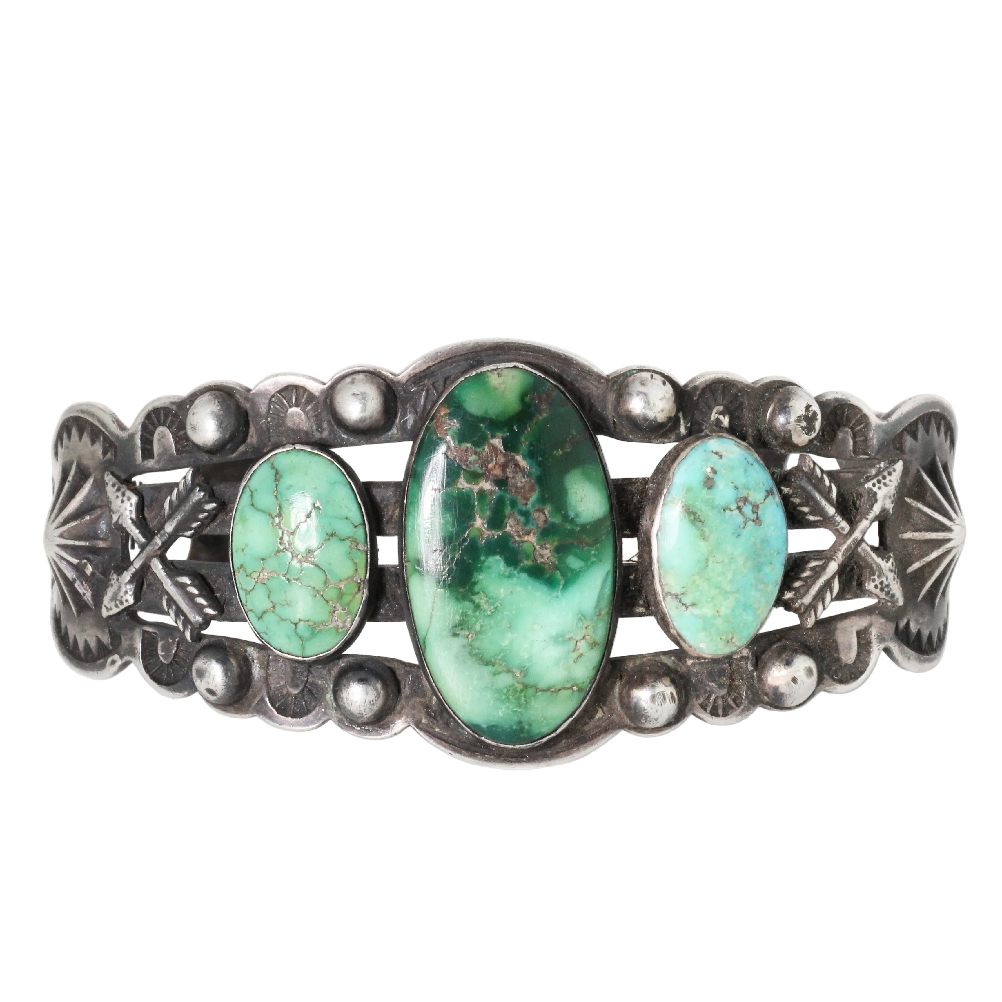 Vintage Cerrillos Turquoise Cuff Bracelet, Circa 1930’s