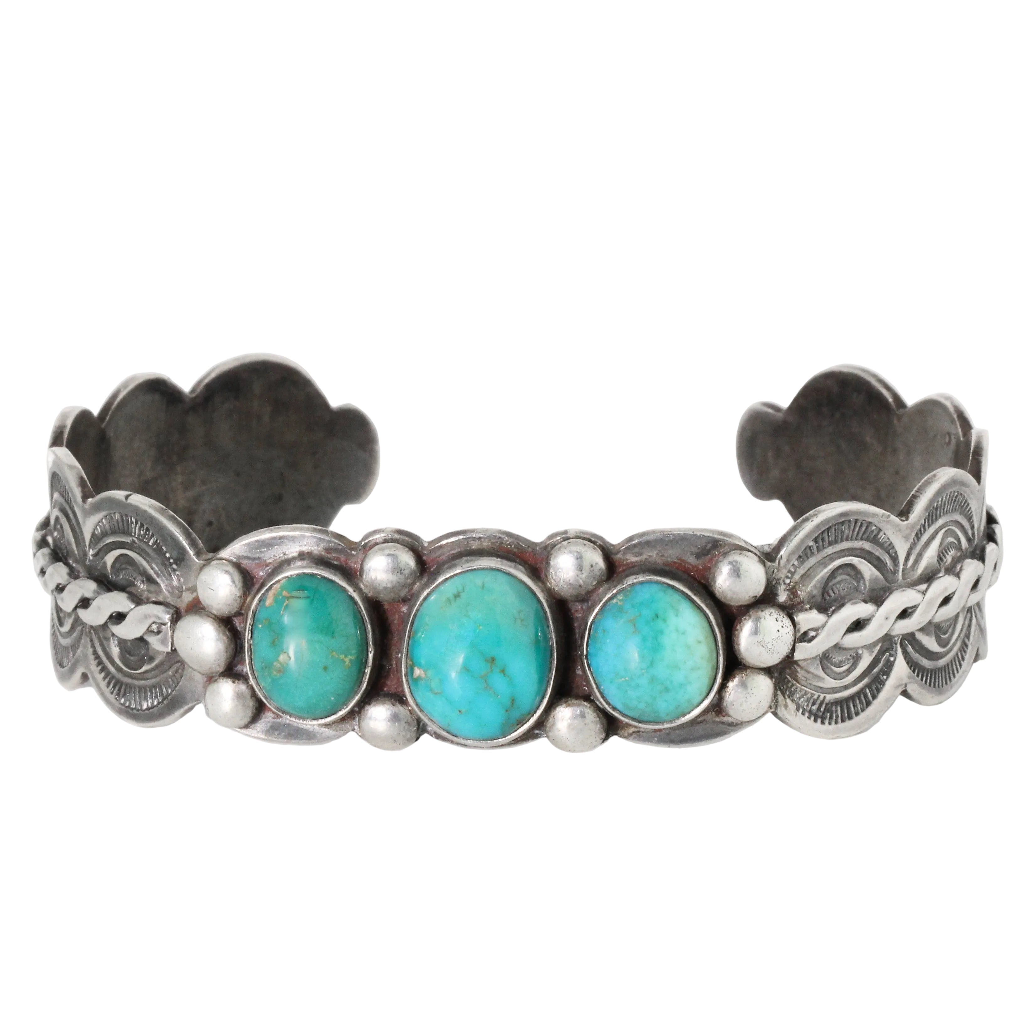 Vintage Triple Turquoise Cuff Bracelet