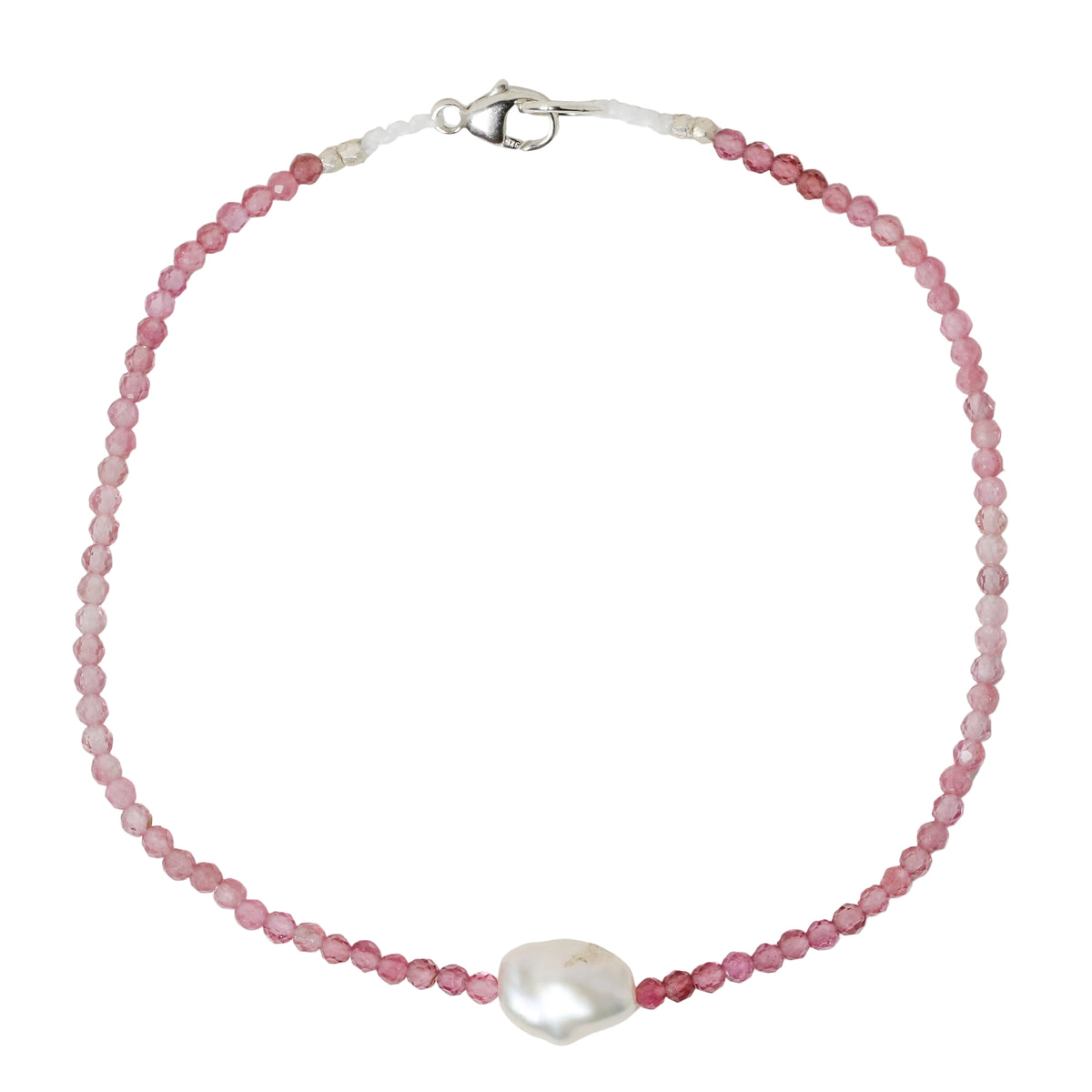 Pink Tourmaline + Pearl Bracelet