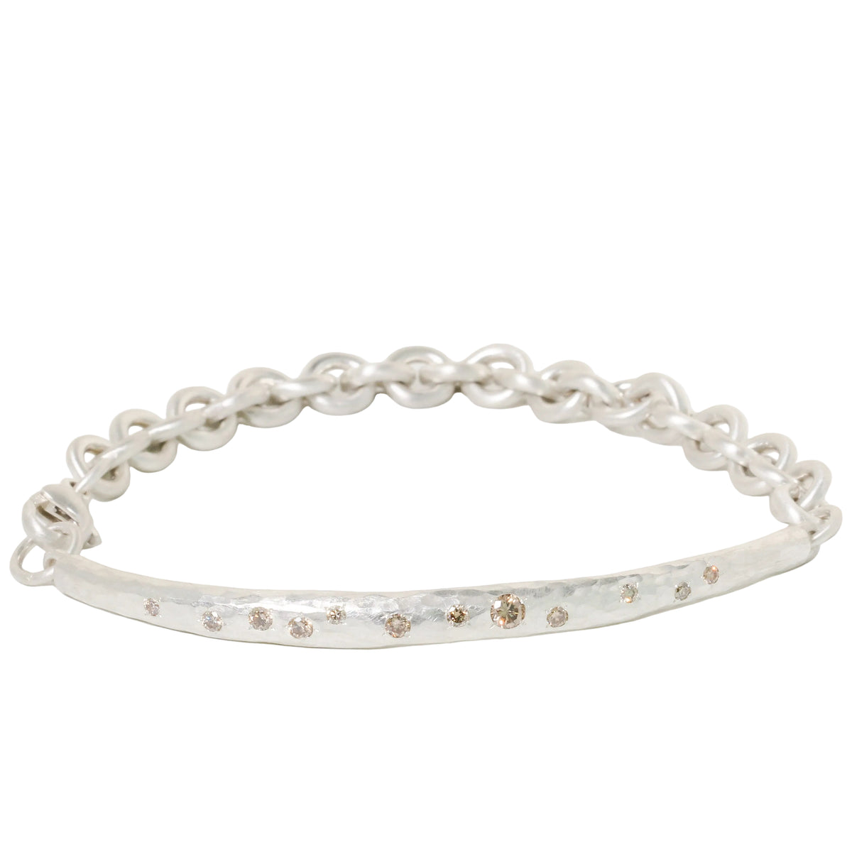 Champagne Diamond Hammered Bar Bracelet