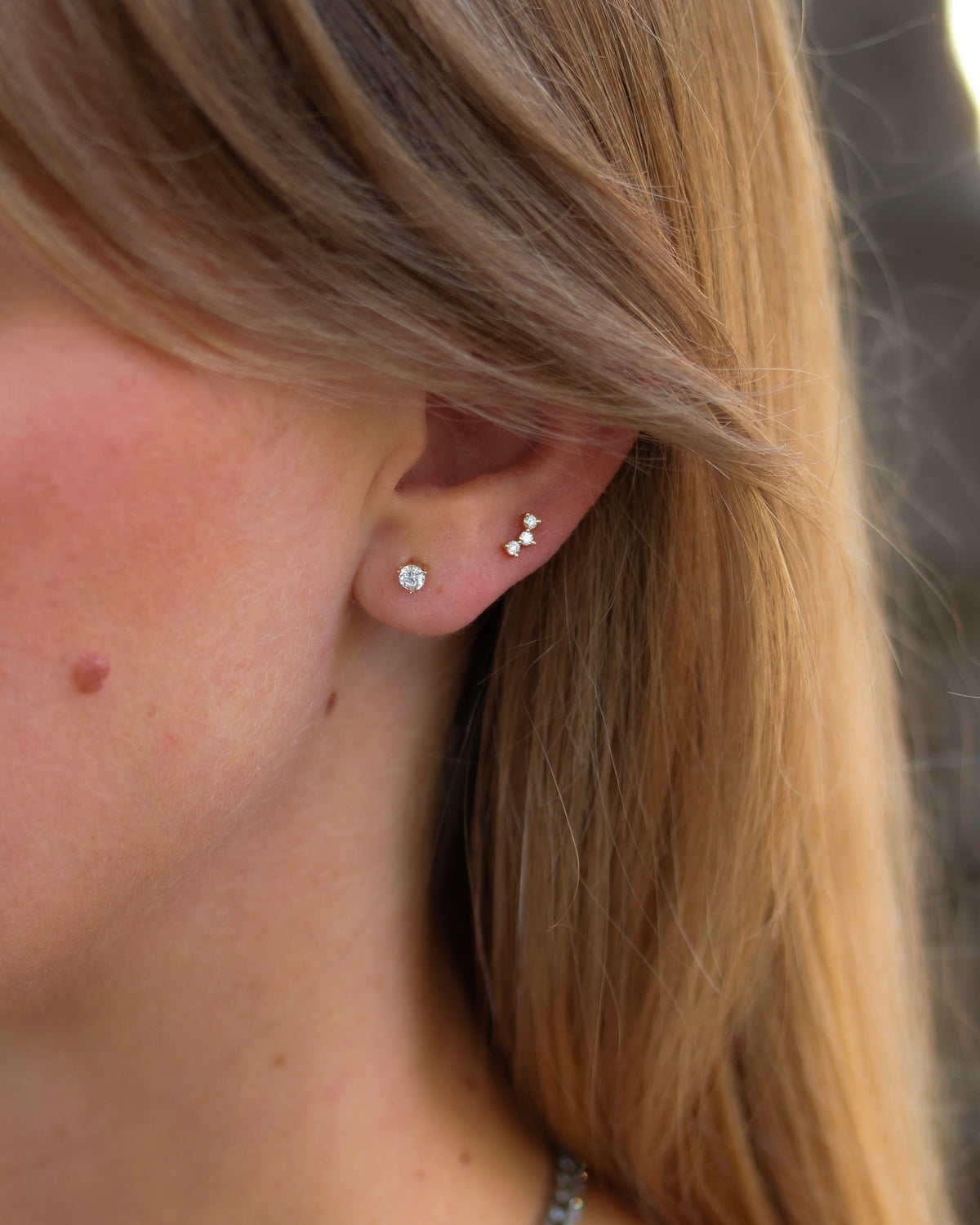 Trio Diamond Stud Earrings