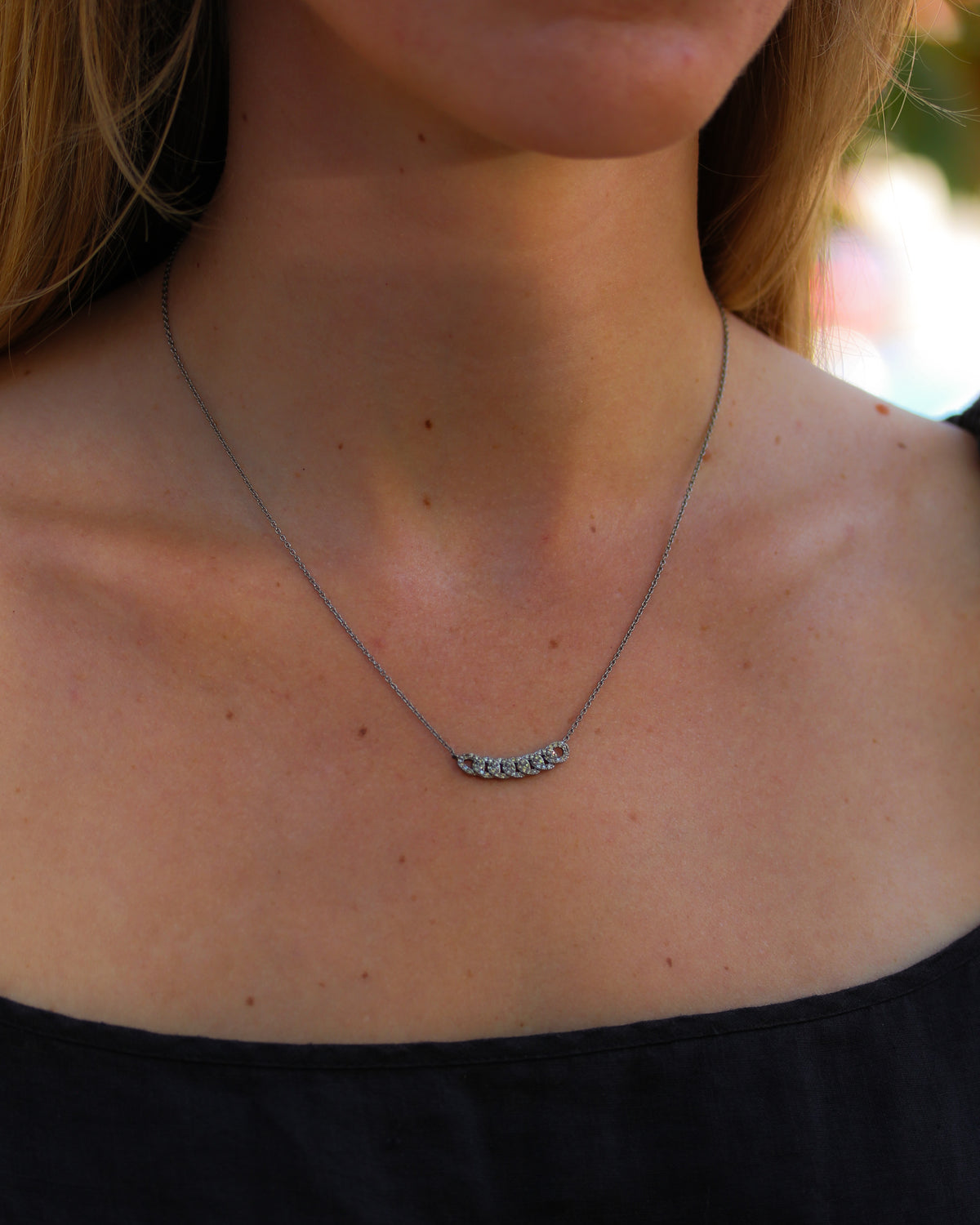Diamond Curb Bar Necklace