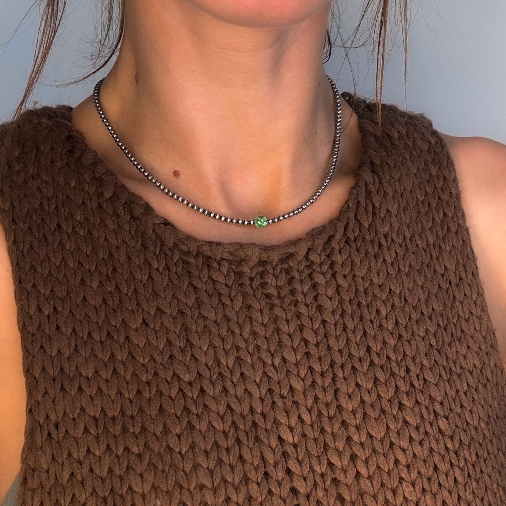 3mm Navajo Pearl + Sonoran Turquoise Necklace