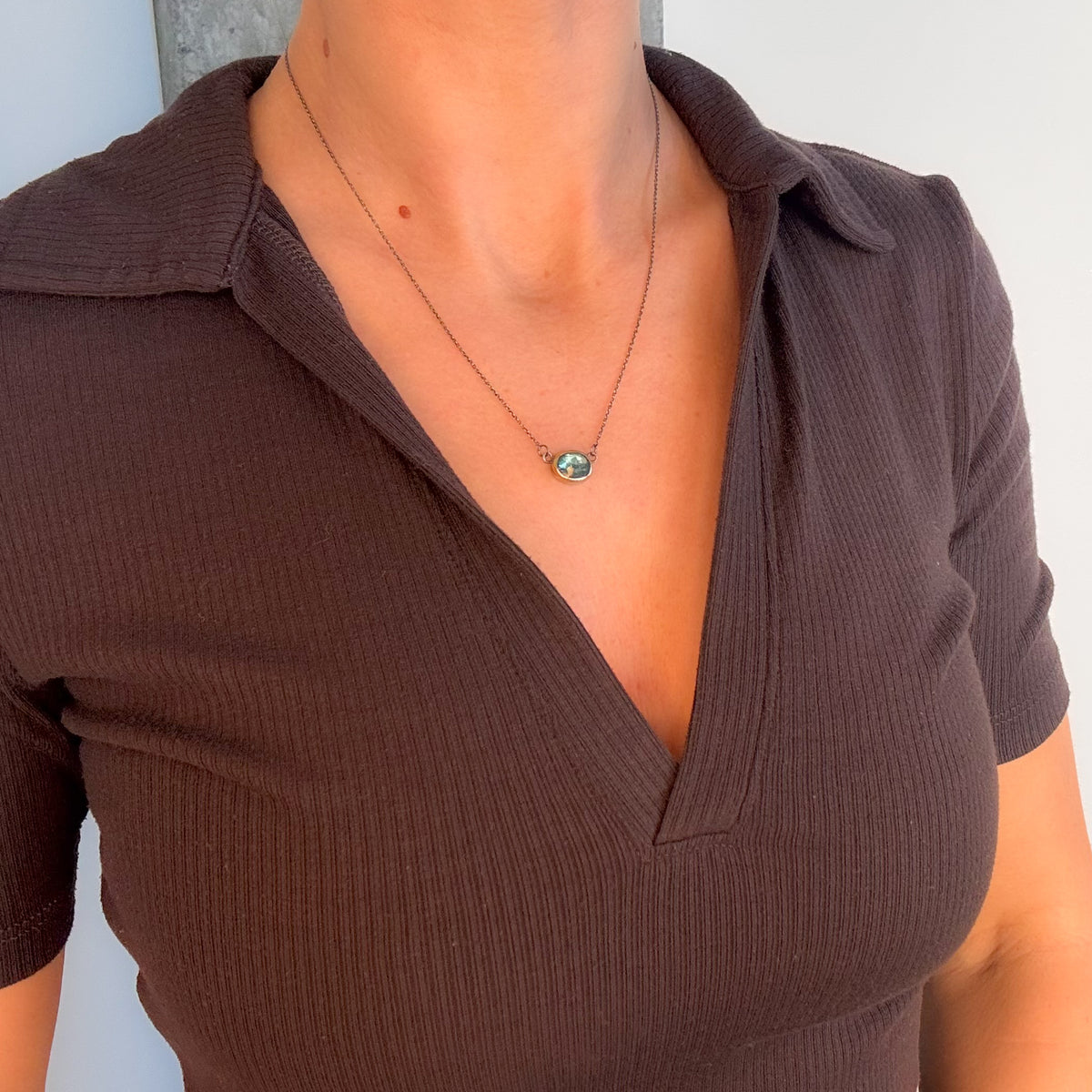 Blue Kyanite Petite Crescent Necklace