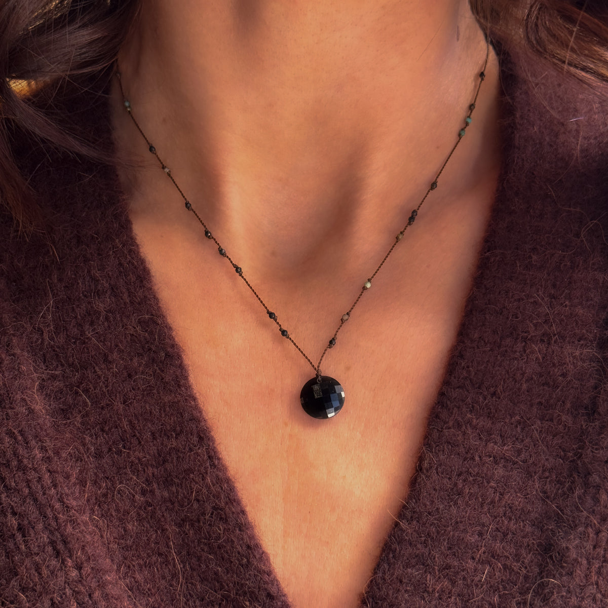 Obsidian + Chrysocolla Necklace
