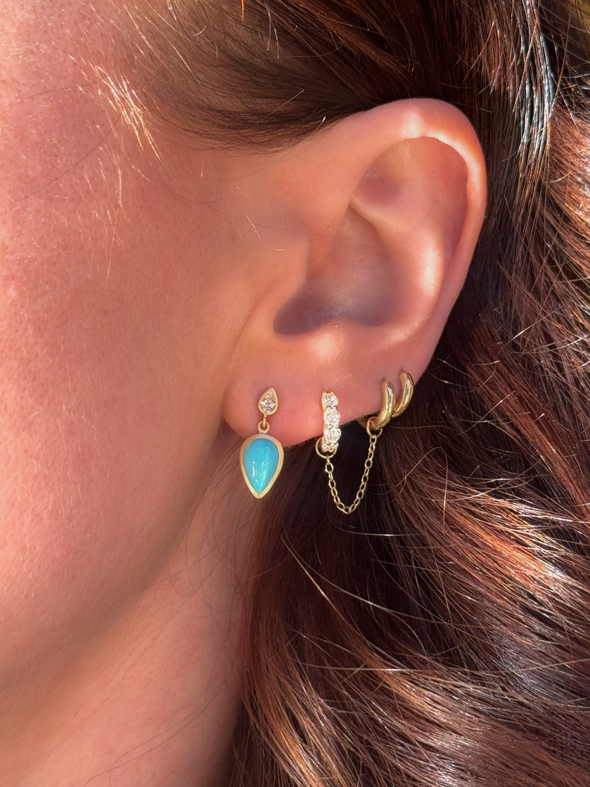 Teardrop Diamond & Turquoise Drop Earrings