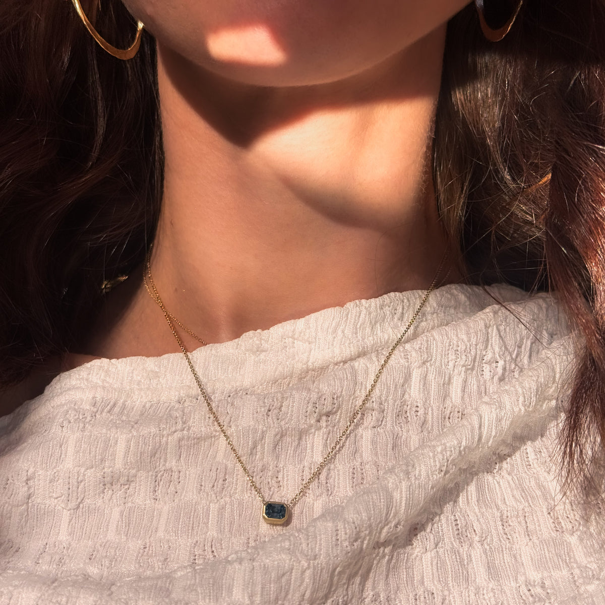 Emerald Cut Montana Sapphire Necklace
