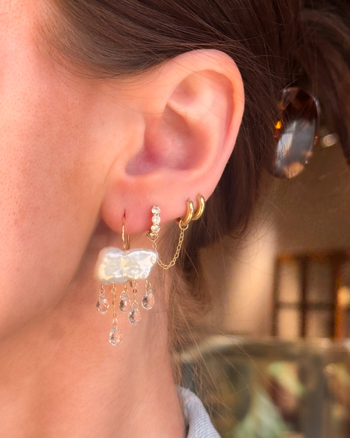 White Pearl Monsoon Earrings