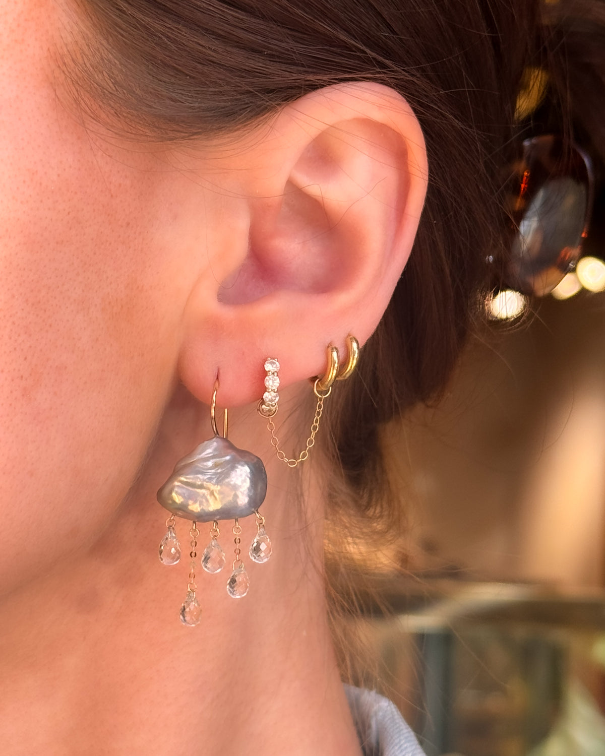 Grey Pearl Monsoon Earrings