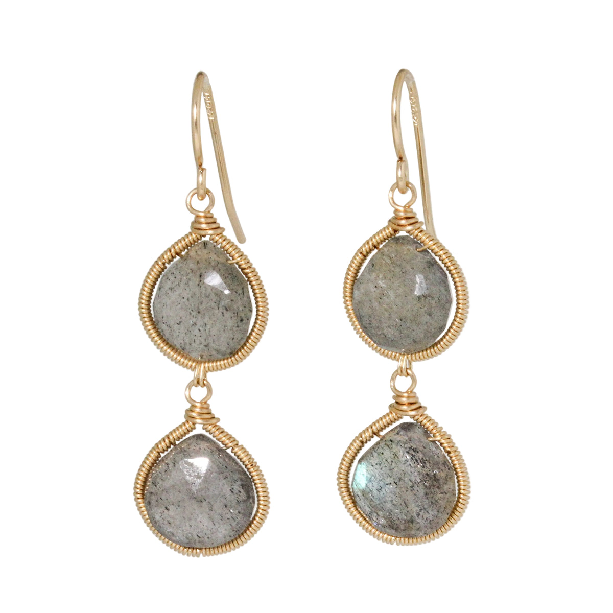 Double Labradorite Drop Earrings