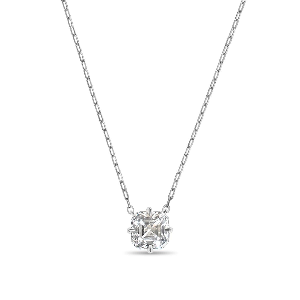 Asscher Diamond Pendant Necklace-Unbridaled Collective