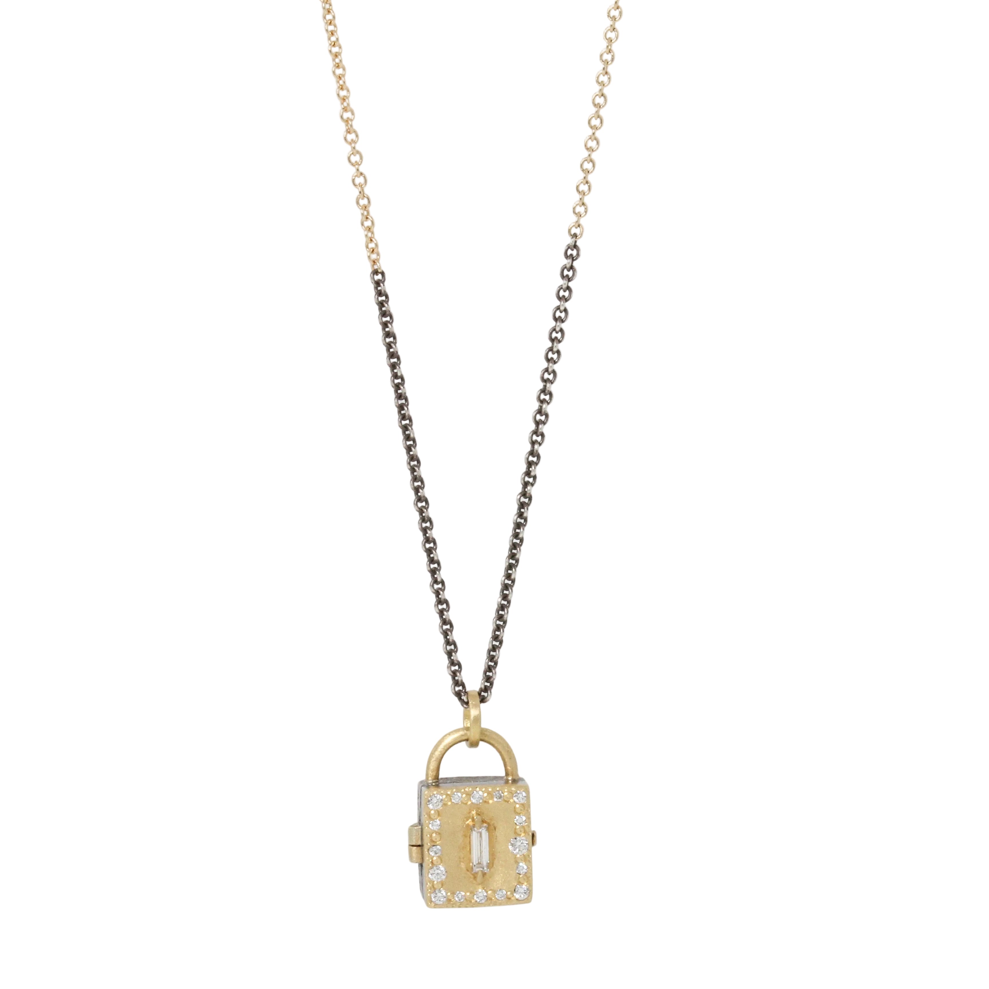 Baby Square Diamond Locket-Annie Fensterstock