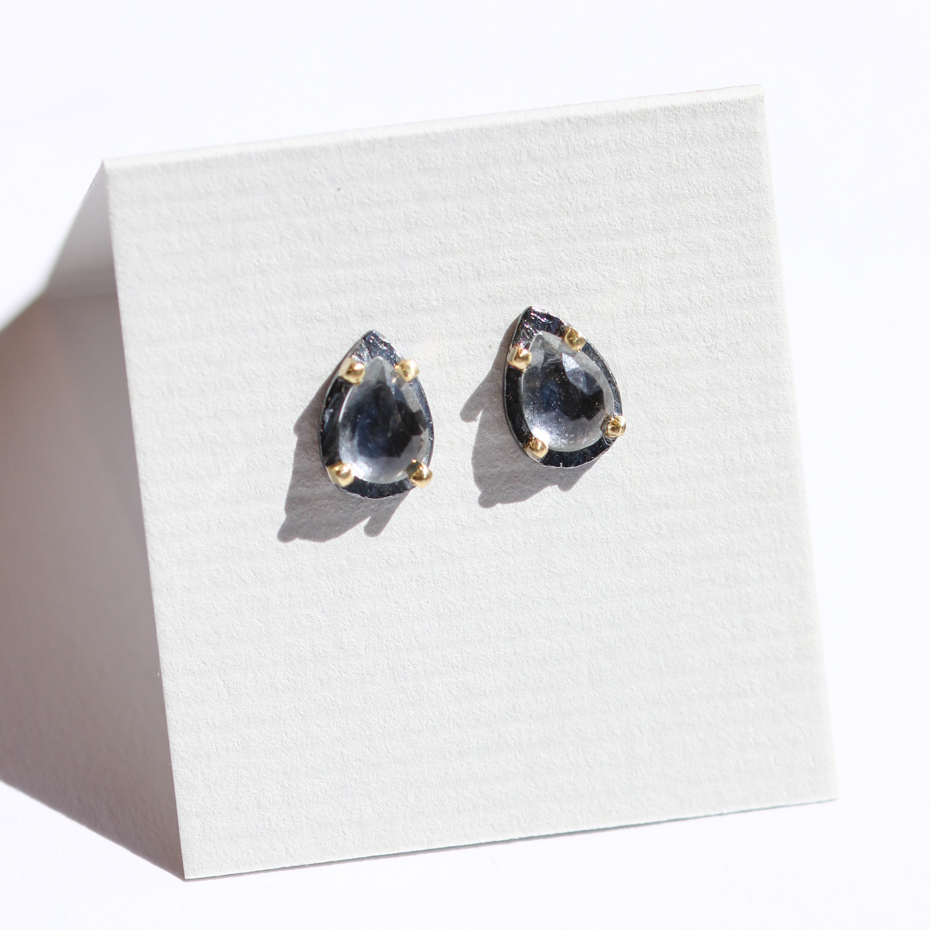 Carved White Topaz Teardrop Stud Earrings-Heather Guidero