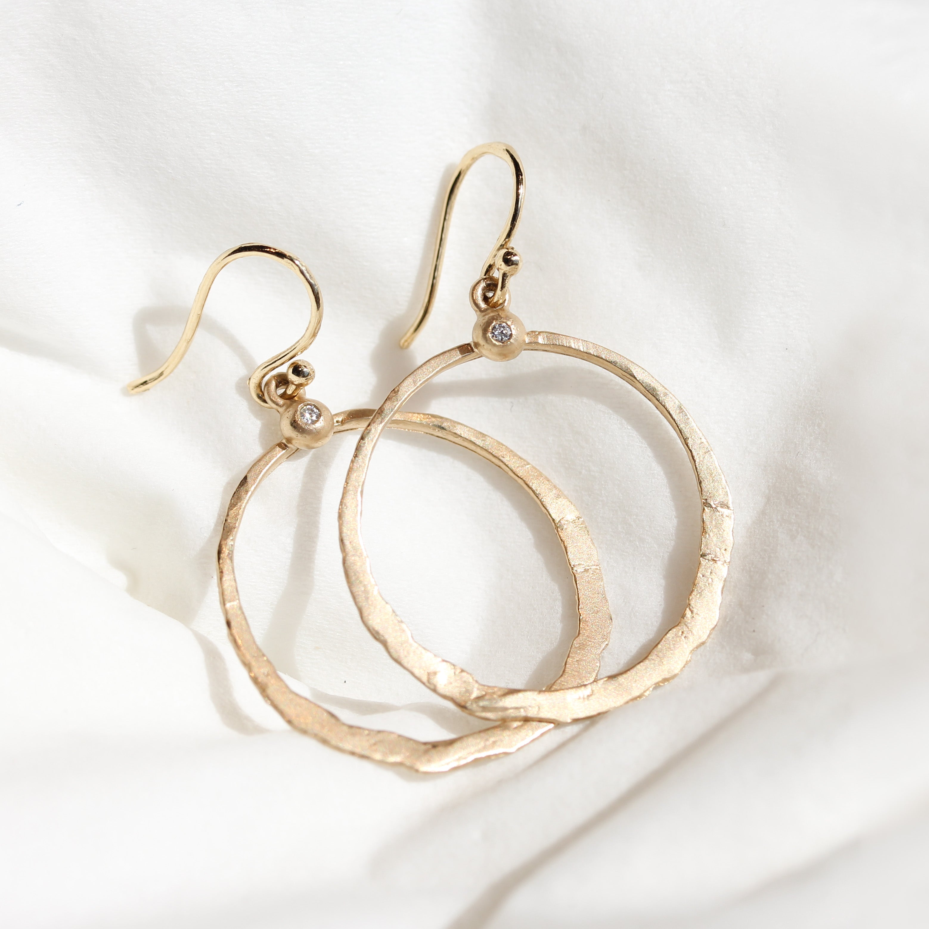 Hammered Hoops w. Diamond Earrings-Victoria Cunningham