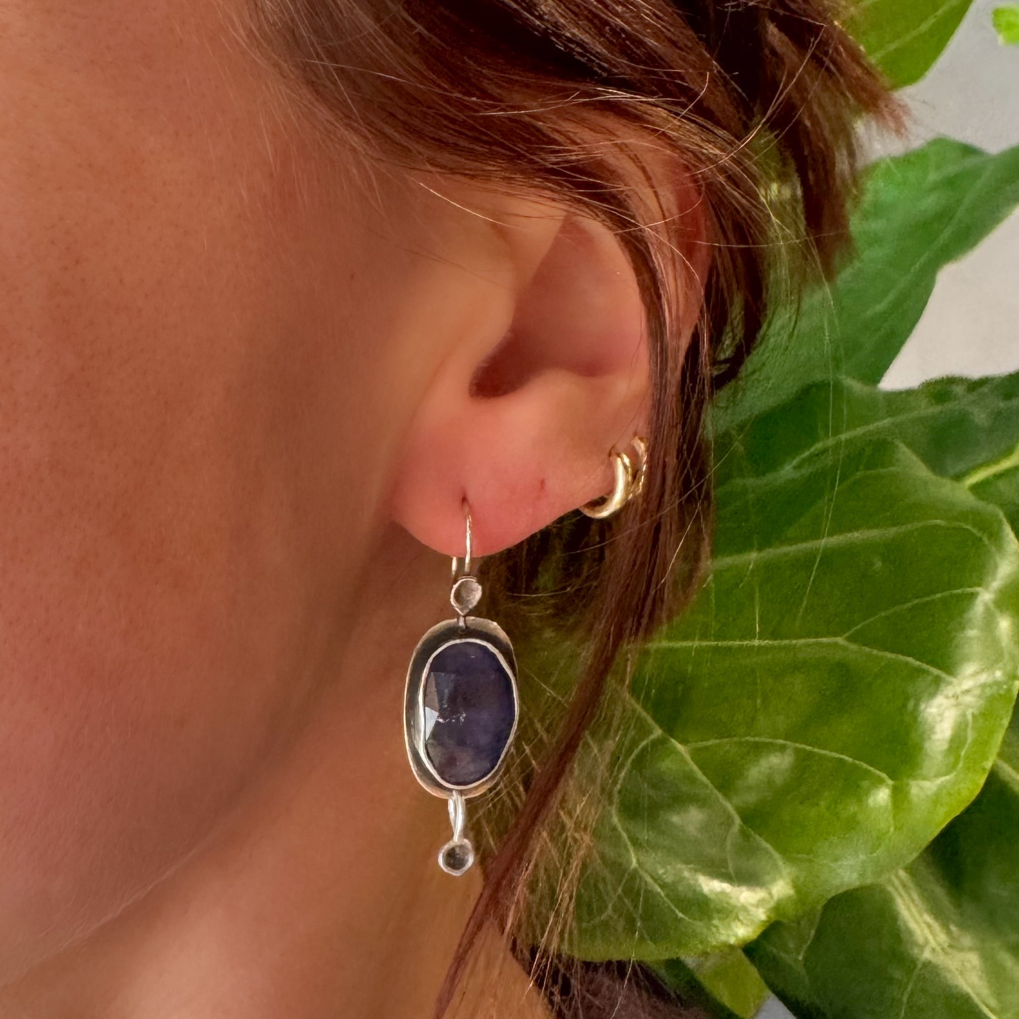 Iolite Pansy Drop Earrings-Glacier Lily