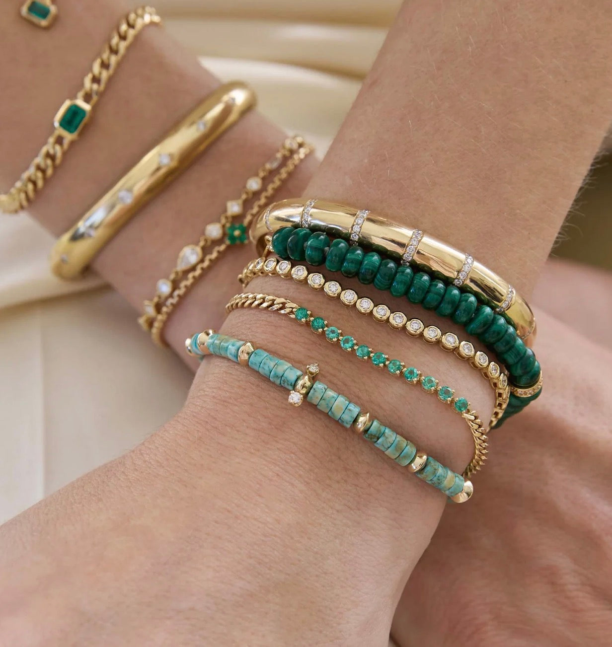 Light Turquoise Rondelle Bead Bracelet-Zoë Chicco