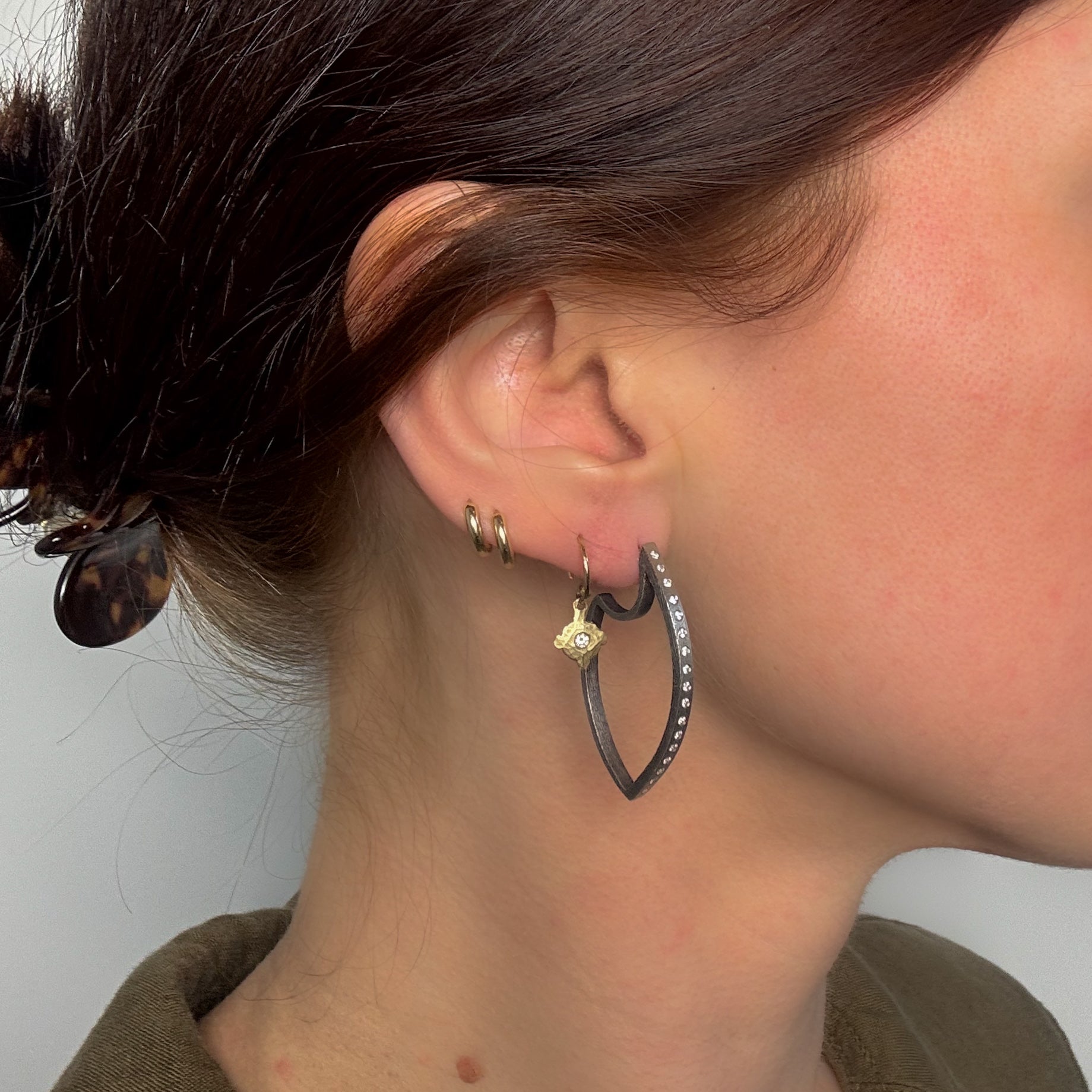 Medium Celine Dagger Silver Hoop Earrings-Rene Escobar