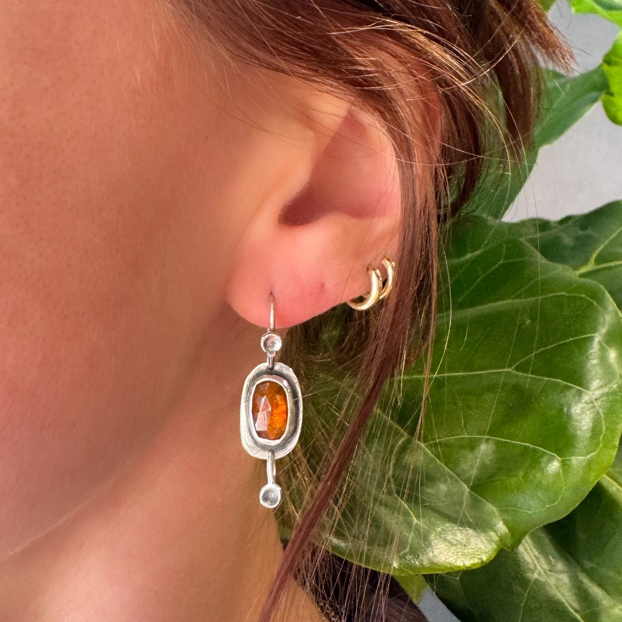 Orange Kyanite Pansy Drop Earrings-Glacier Lily