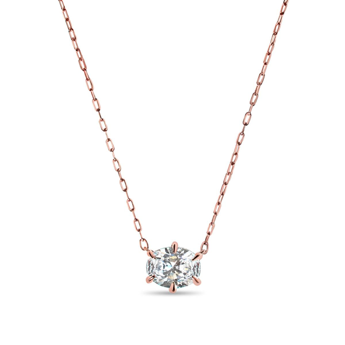 Oval Diamond Pendant Necklace-Unbridaled Collective