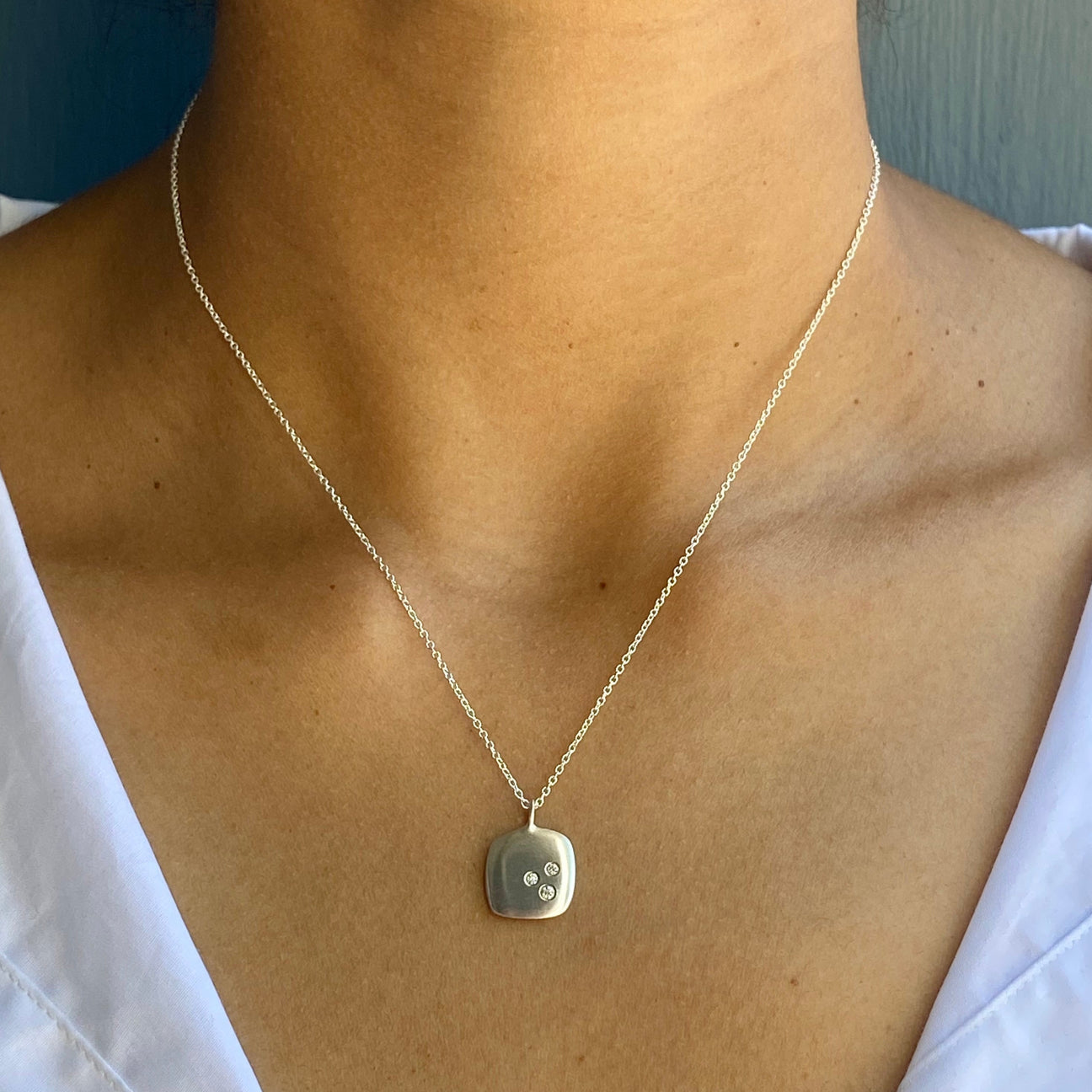 Puffy Diamond Square Necklace-Philippa Roberts