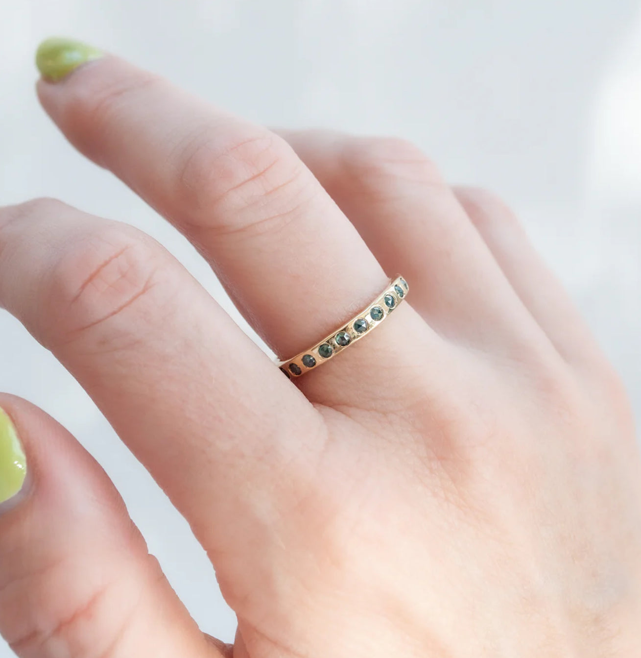 Teal-Green Diamond Eternity Band-Lauren Wolf
