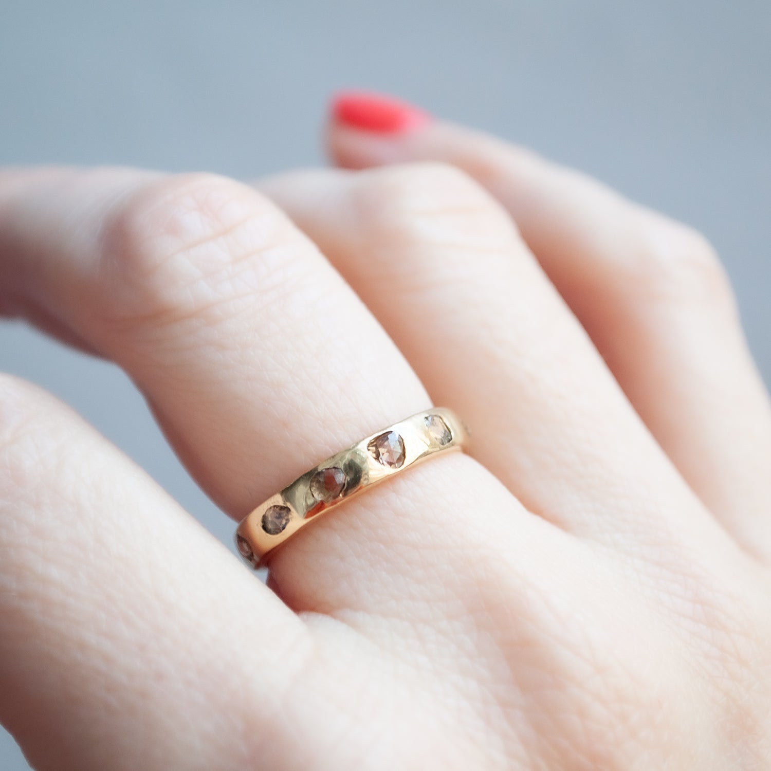 Thin Brown Rose Cut Diamond Free Form Eternity Band-Lauren Wolf
