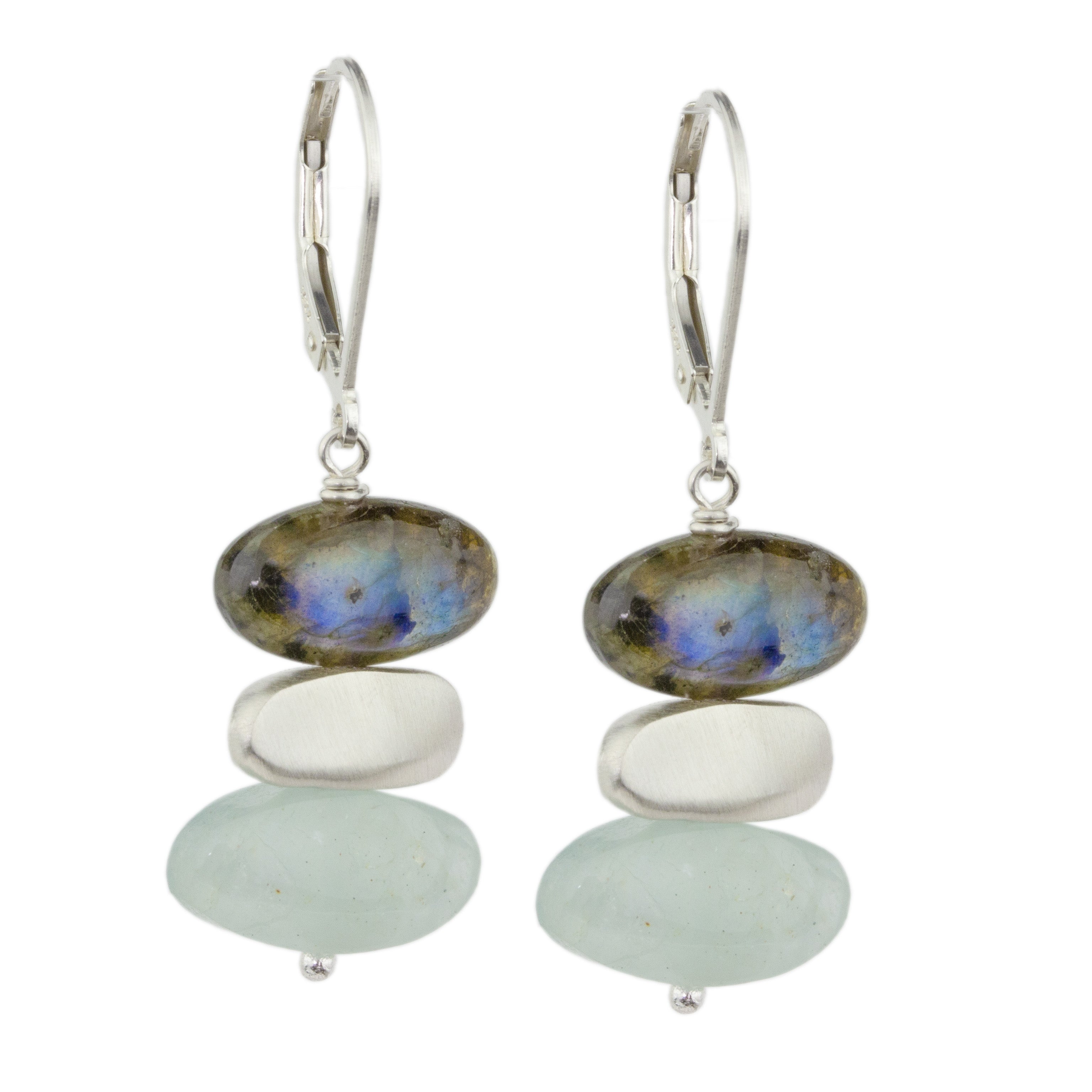 Labradorite and Aquamarine Pebbles Earrings-Philippa Roberts
