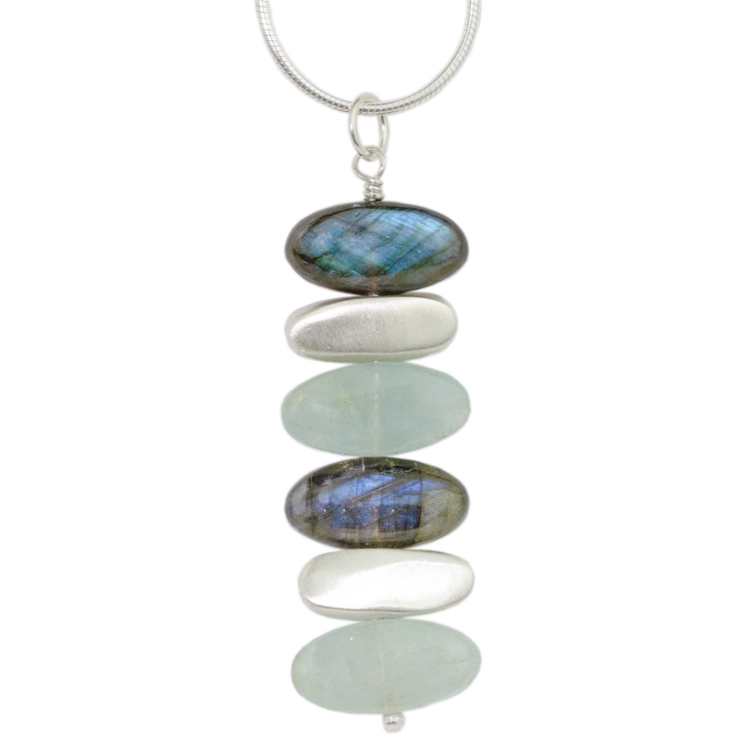 Labradorite and Aquamarine Pebbles Necklace-Philippa Roberts