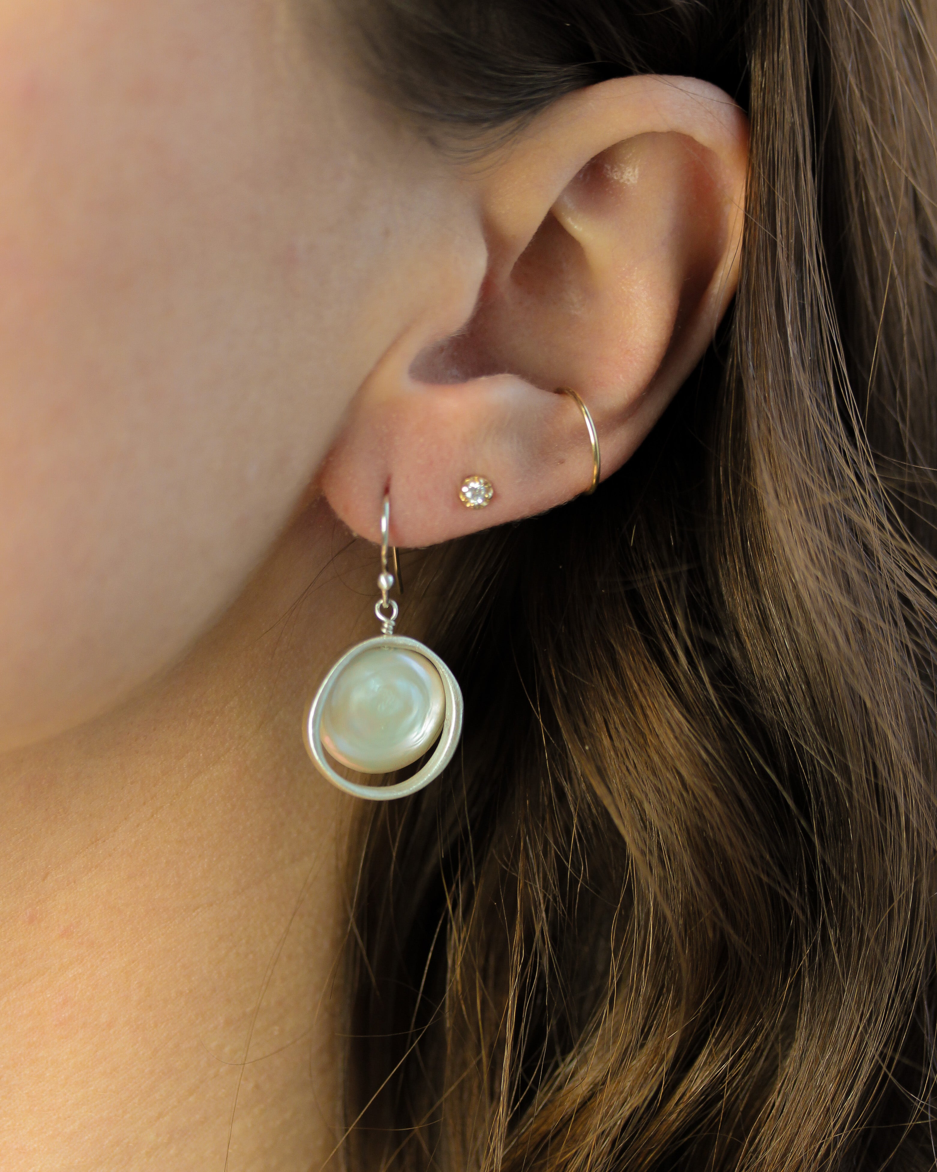 Large Coin Pearl Earrings-Philippa Roberts