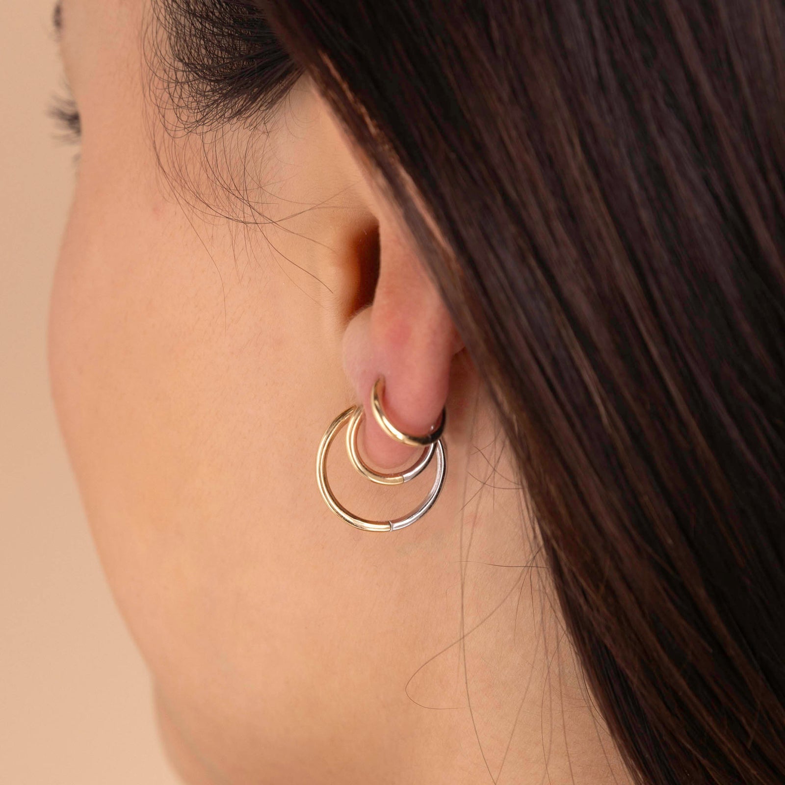 12mm Two Tone Huggie Hoops-Zoë Chicco