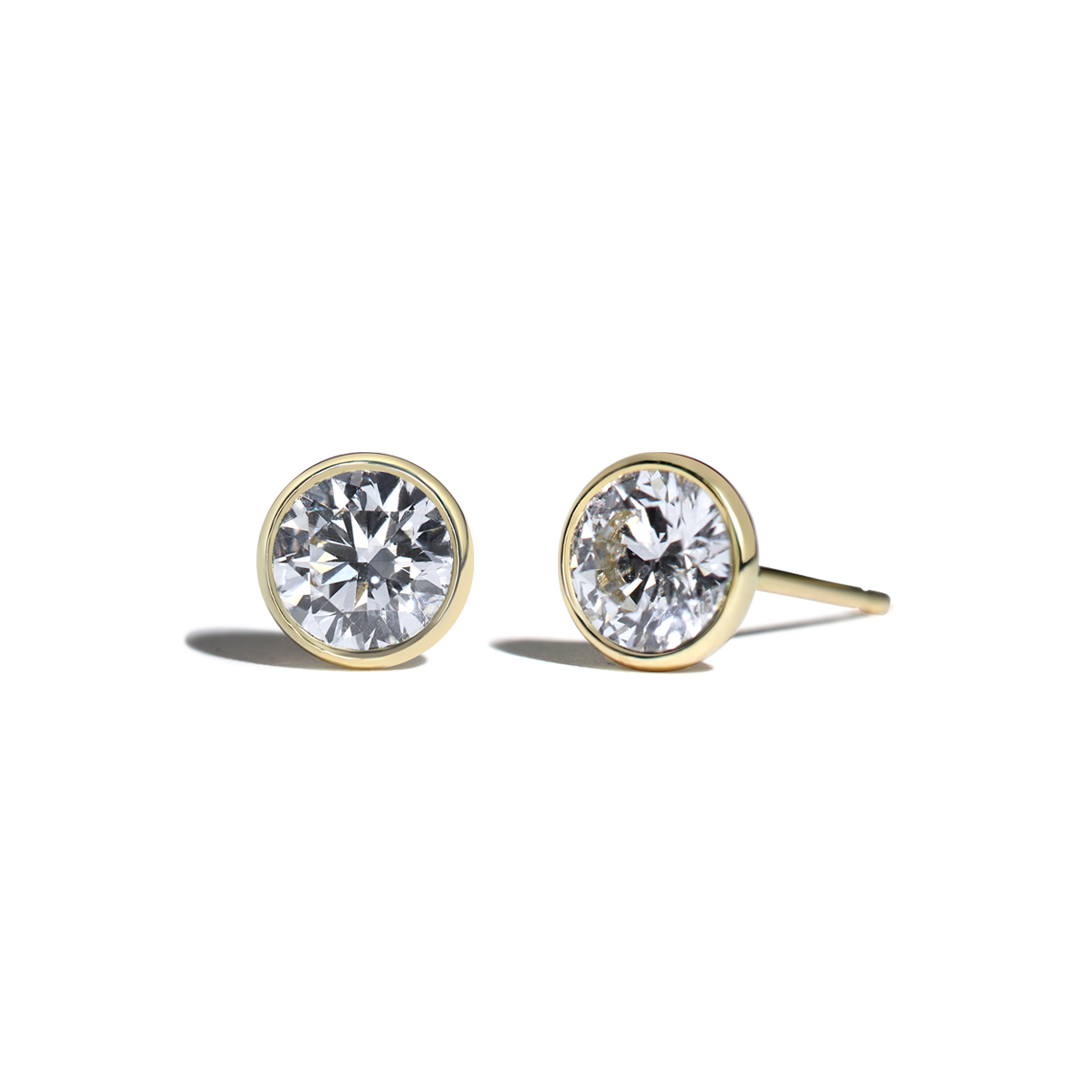 Bezel Diamond Stud Earrings