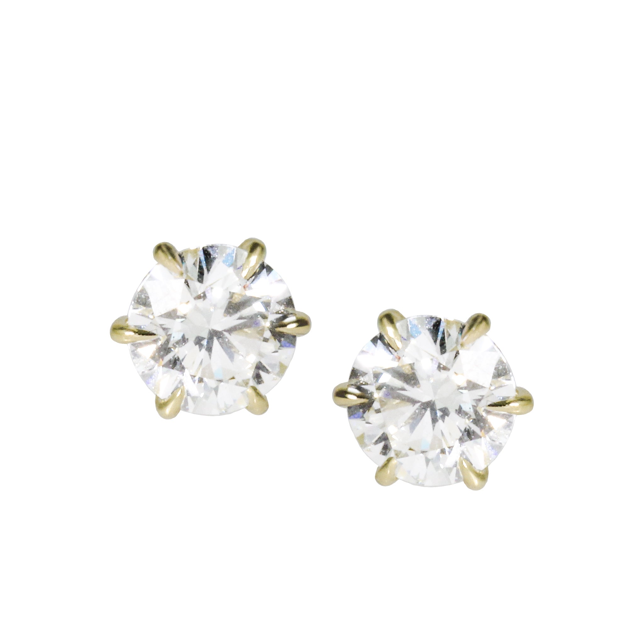 2.10ct Round Lab Diamond 6-Prong Stud Earrings-ILA