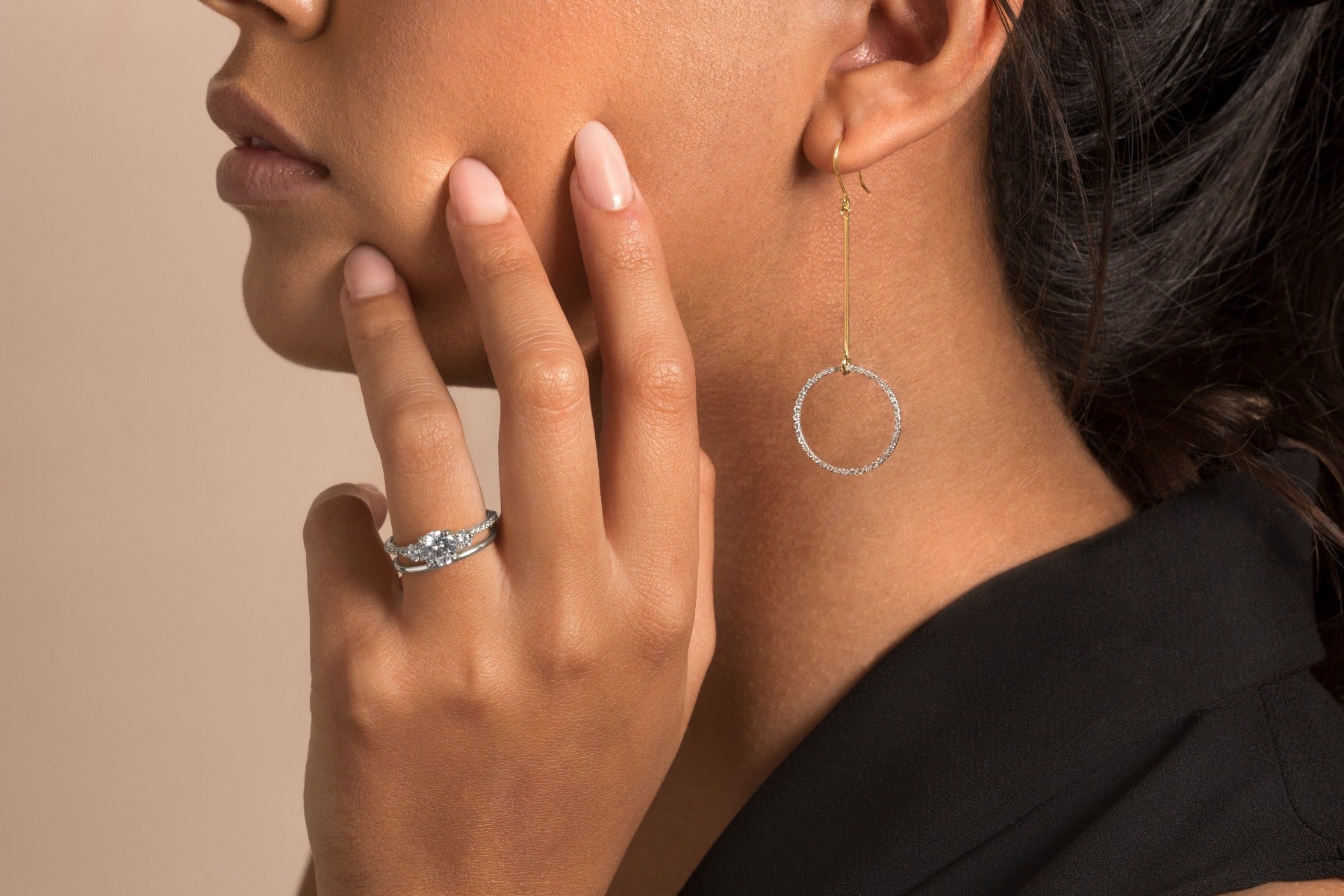 3 Diamond Pave Engagement Ring-Unbridaled Collective