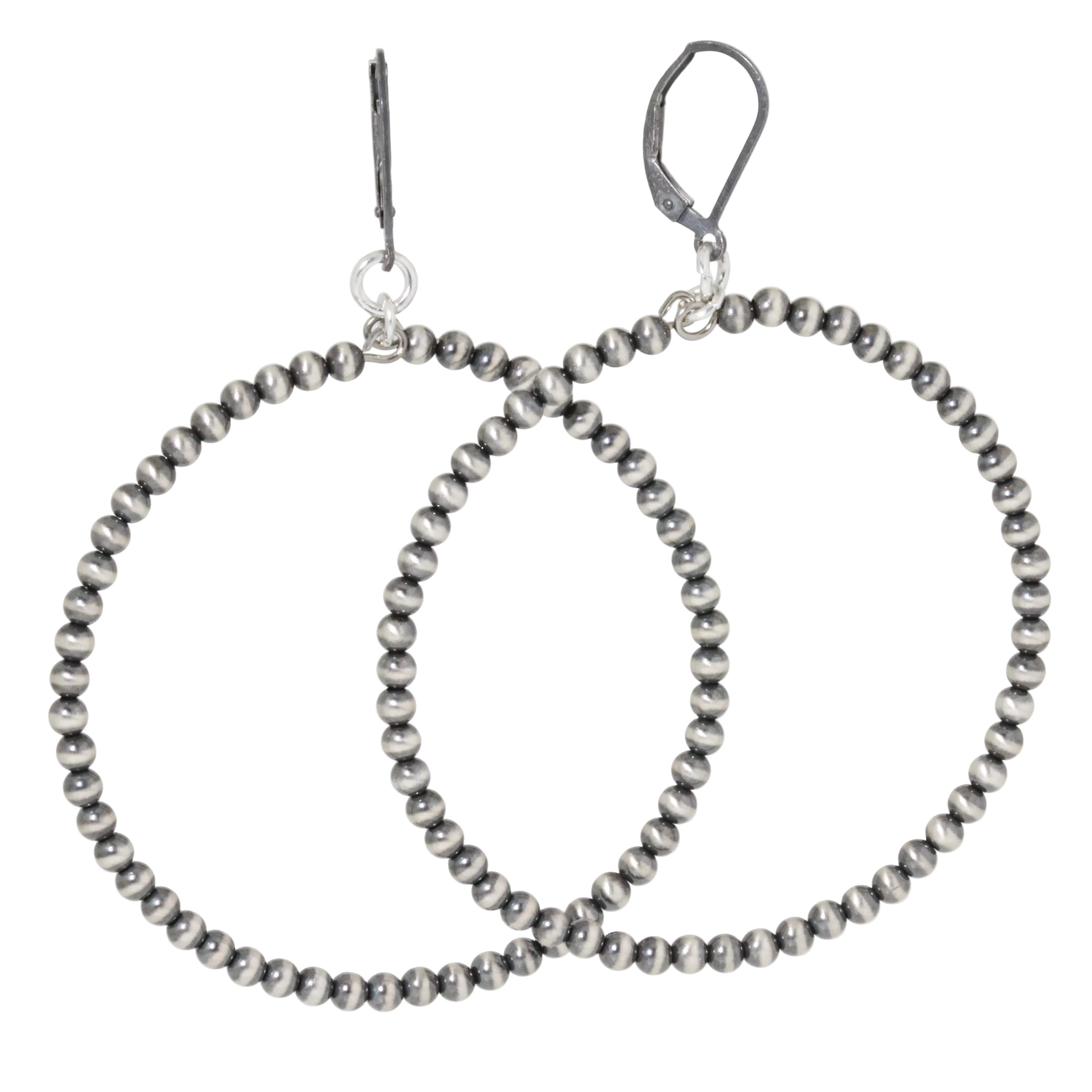 3mm Navajo Pearl Forward Hoop Earrings-Southwest
