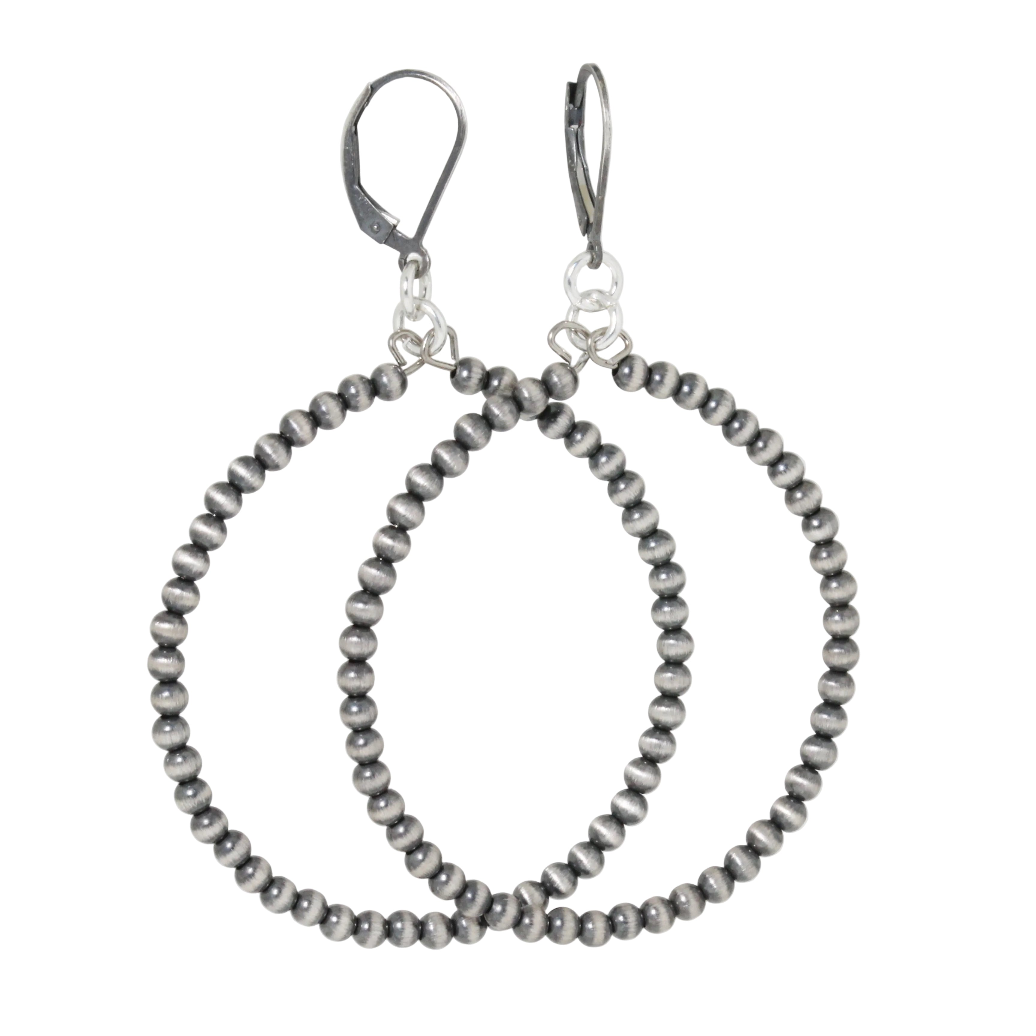 3mm Navajo Pearl Forward Hoop Earrings-Southwest