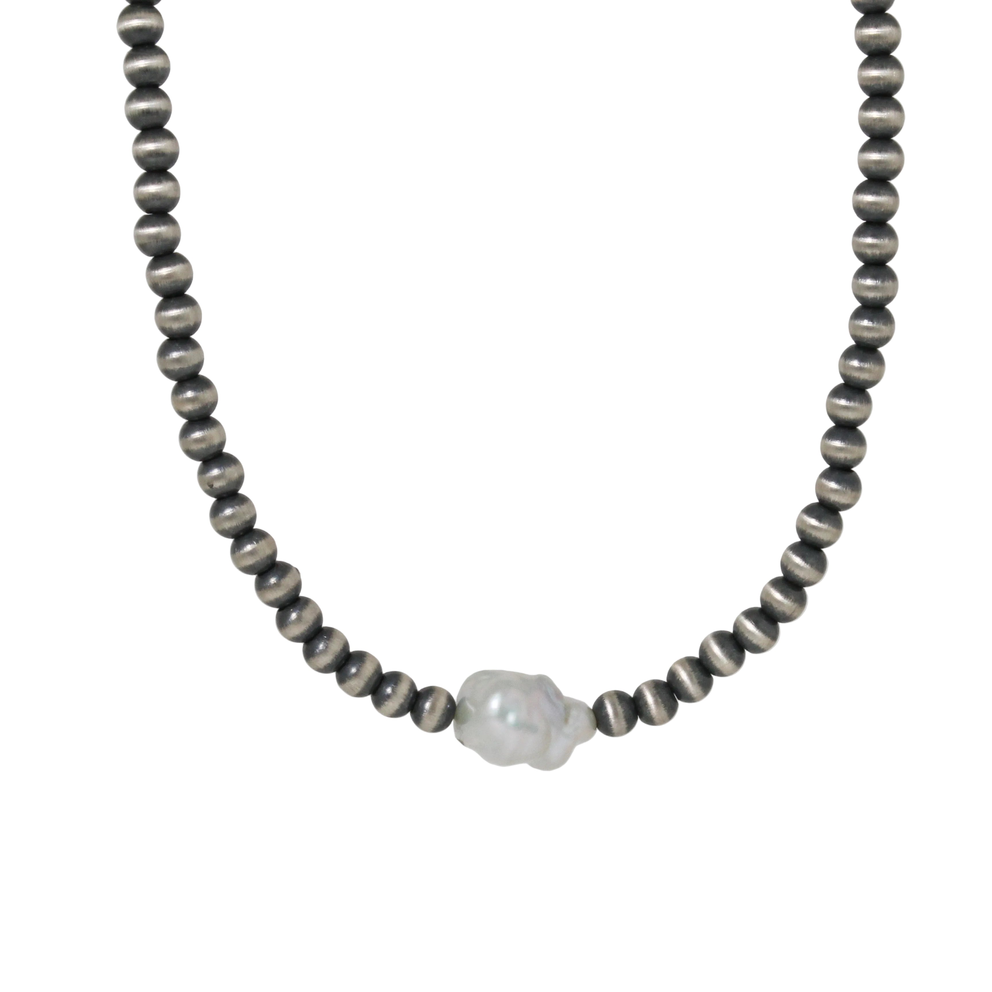 4mm Navajo Pearl Necklace with Pearl-Southwest