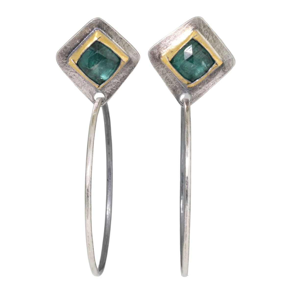 Green Kyanite Hoop Earrings