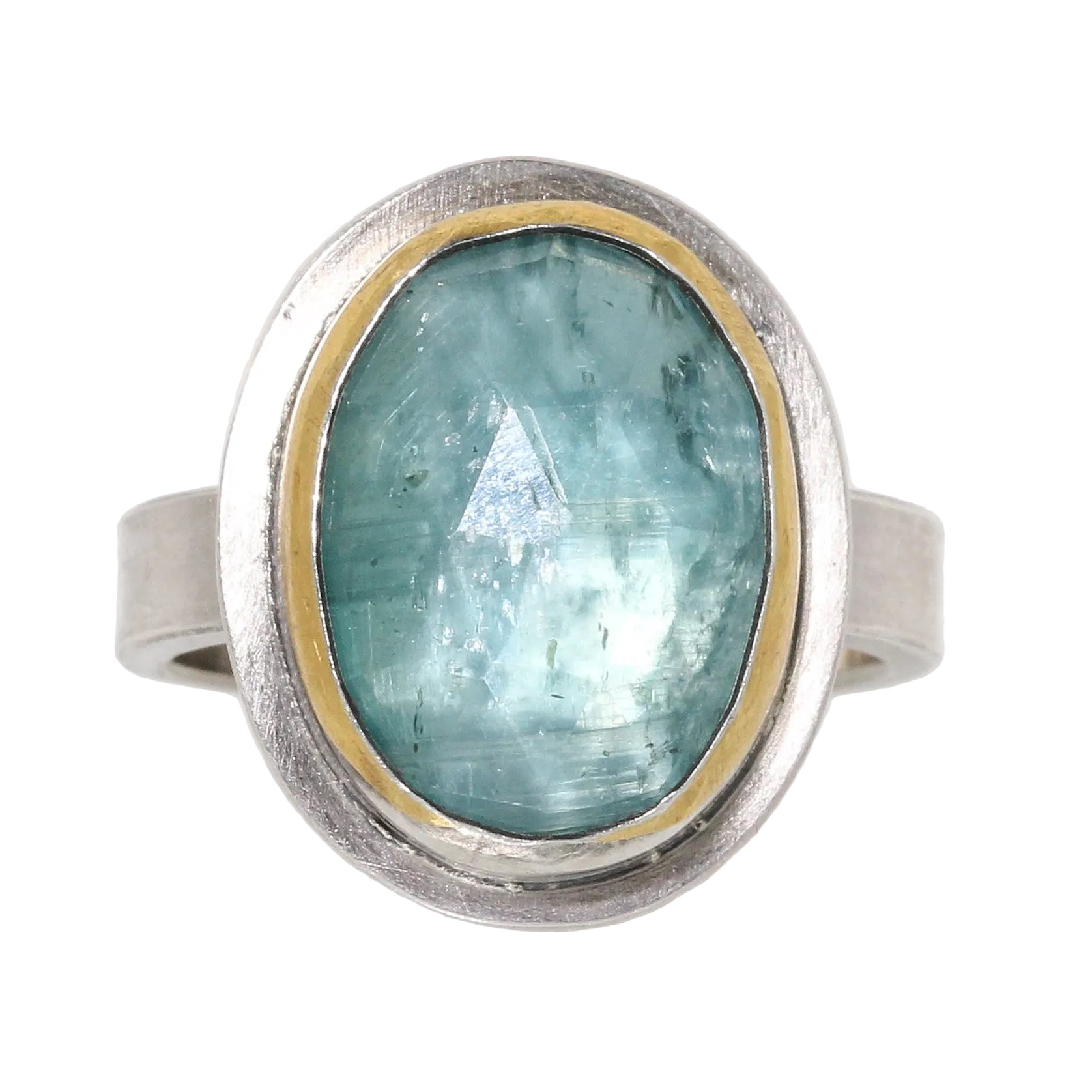 austin Titus light blue kyanite ring in sterling silver and 24k gold