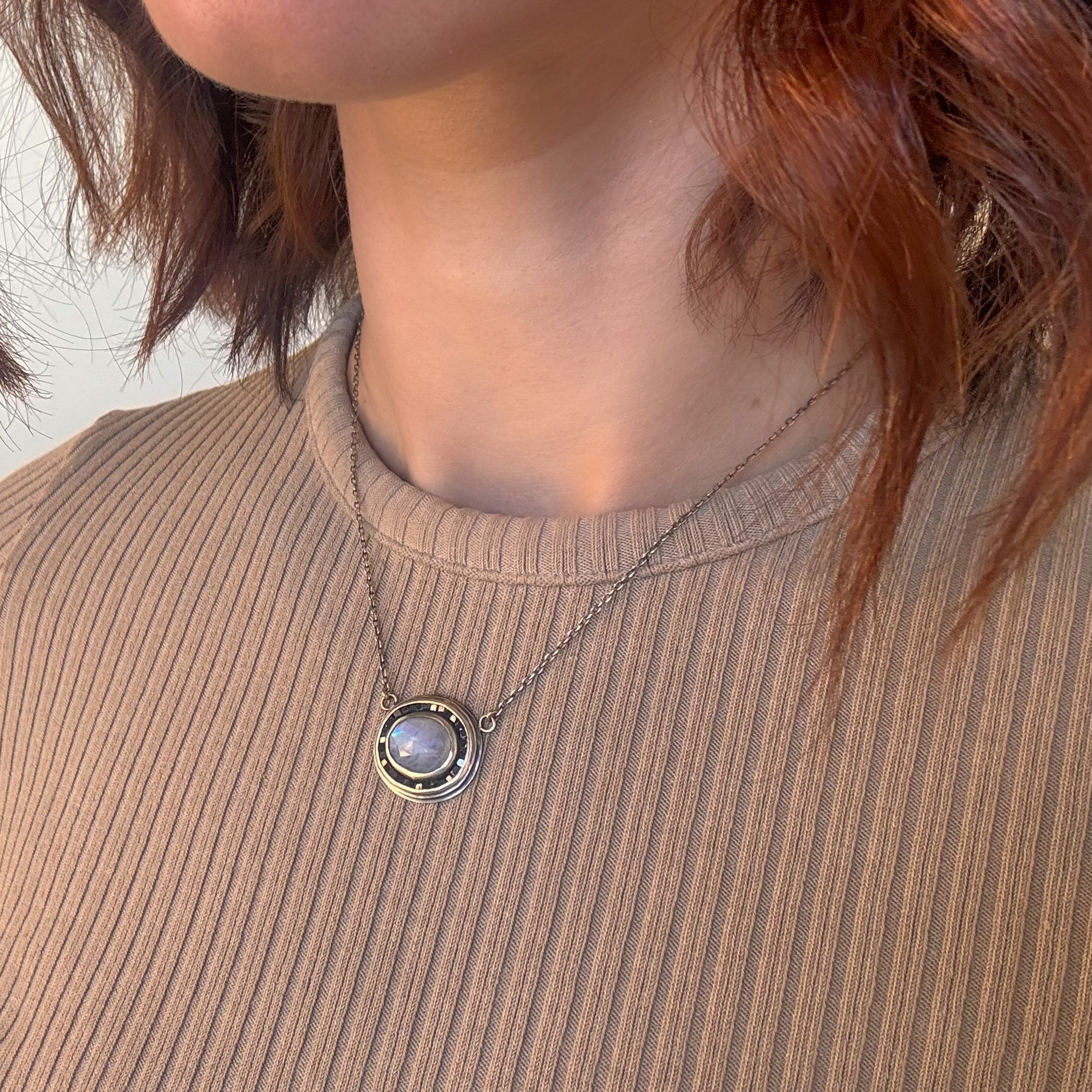 Moonstone and Black Diamond Necklace